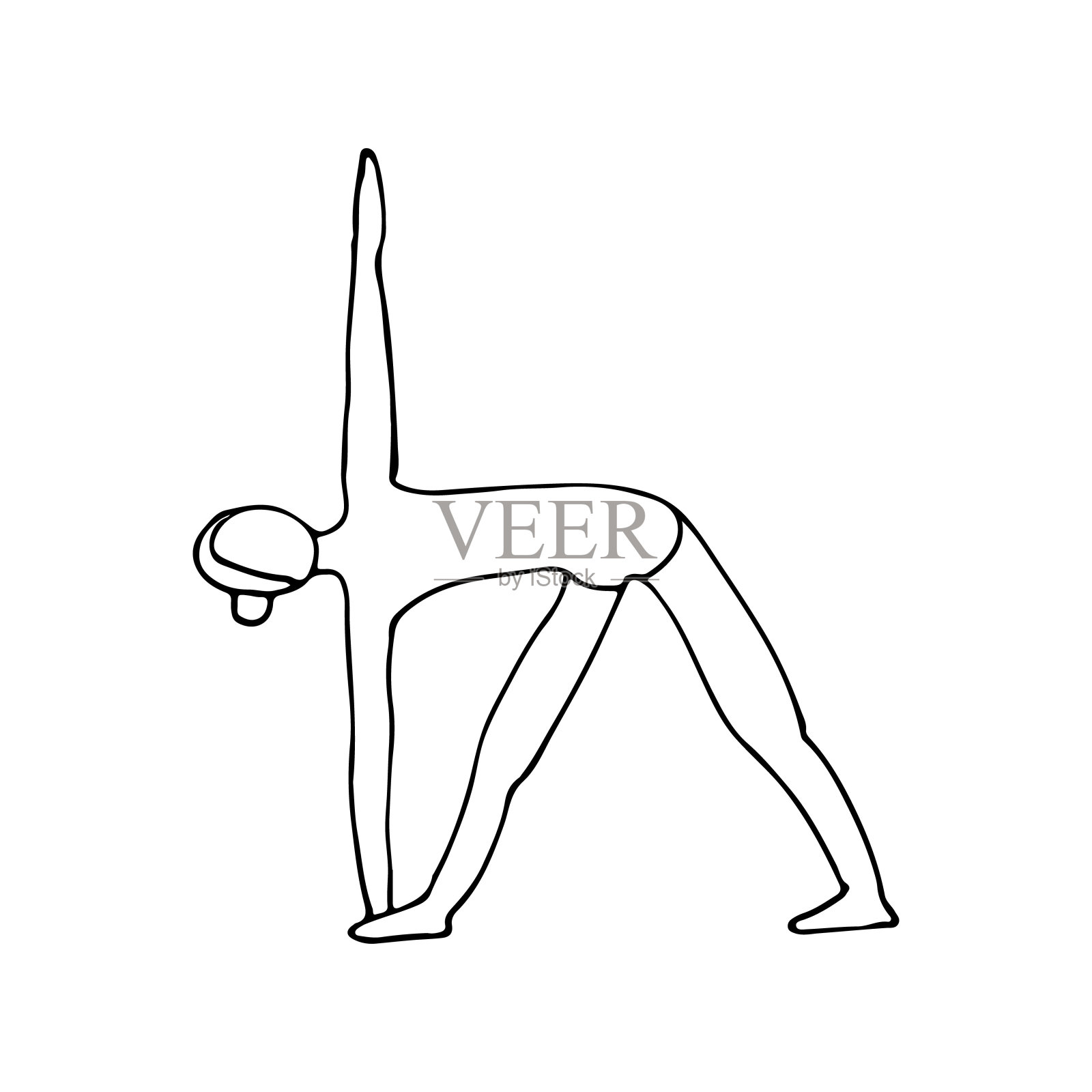 在矢量Doodle瑜伽姿势。在矢量手绘瑜伽姿势。女人伸展轮廓矢量插图插画图片素材