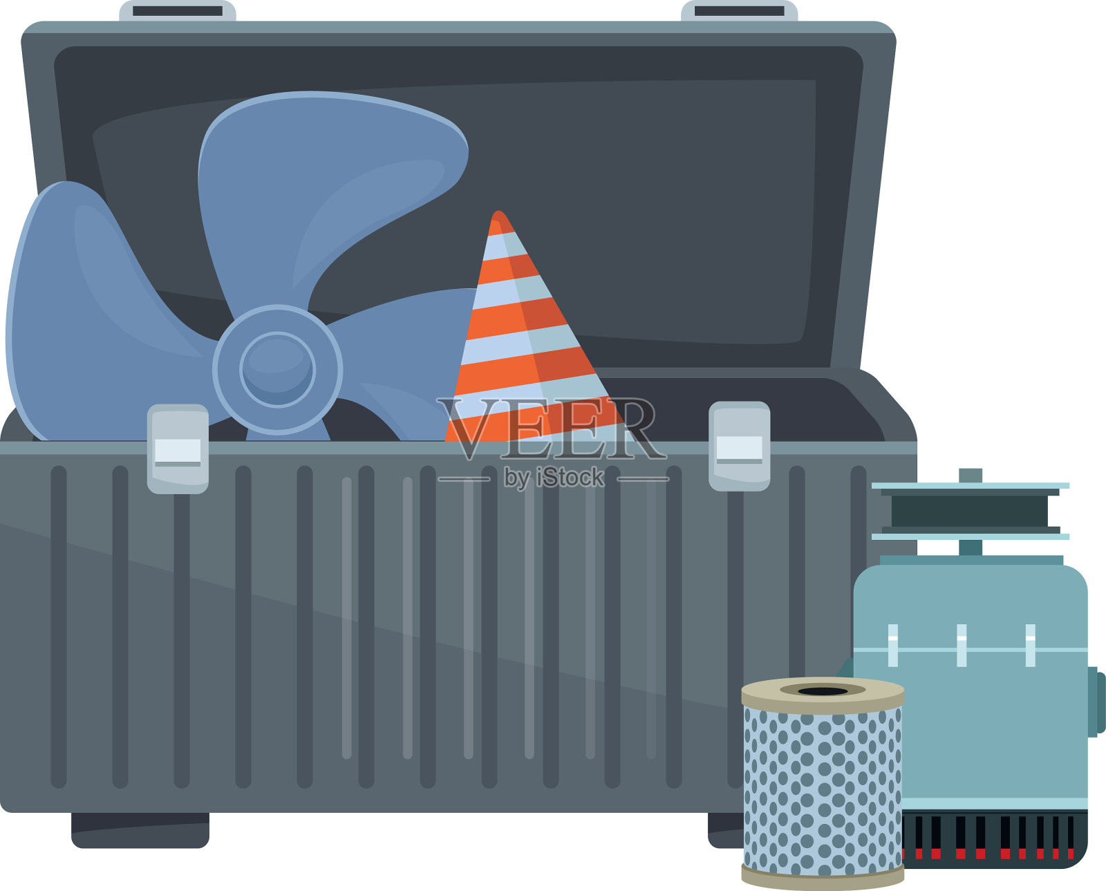 汽车零件工具箱图标设计丰富多彩插画图片素材