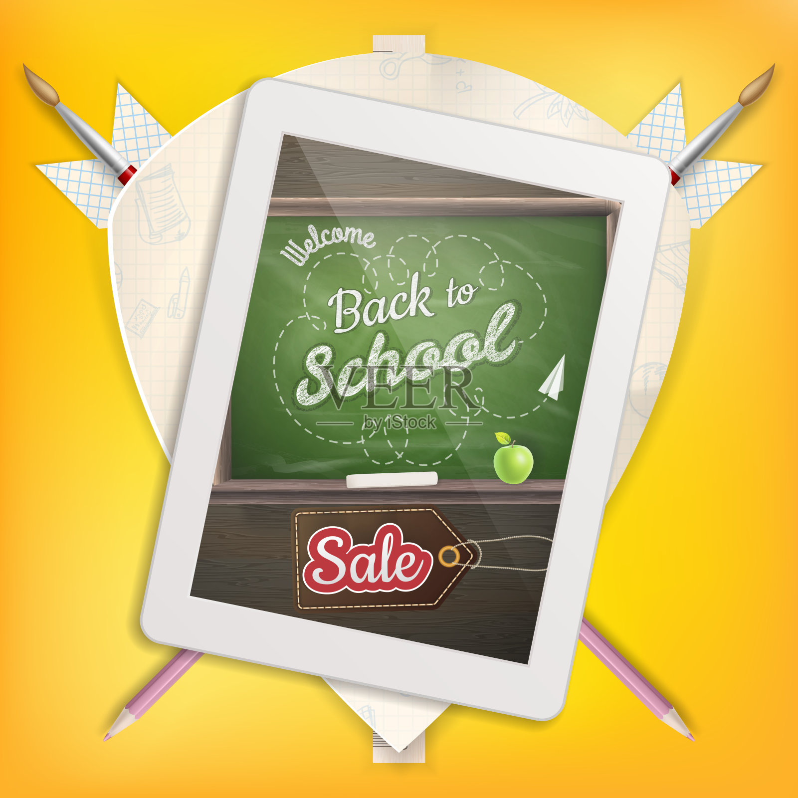回到学校Sale。每股收益10插画图片素材
