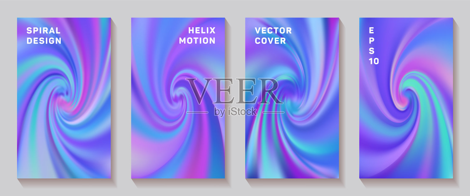 梯度螺旋旋转封面页模板集。插画图片素材