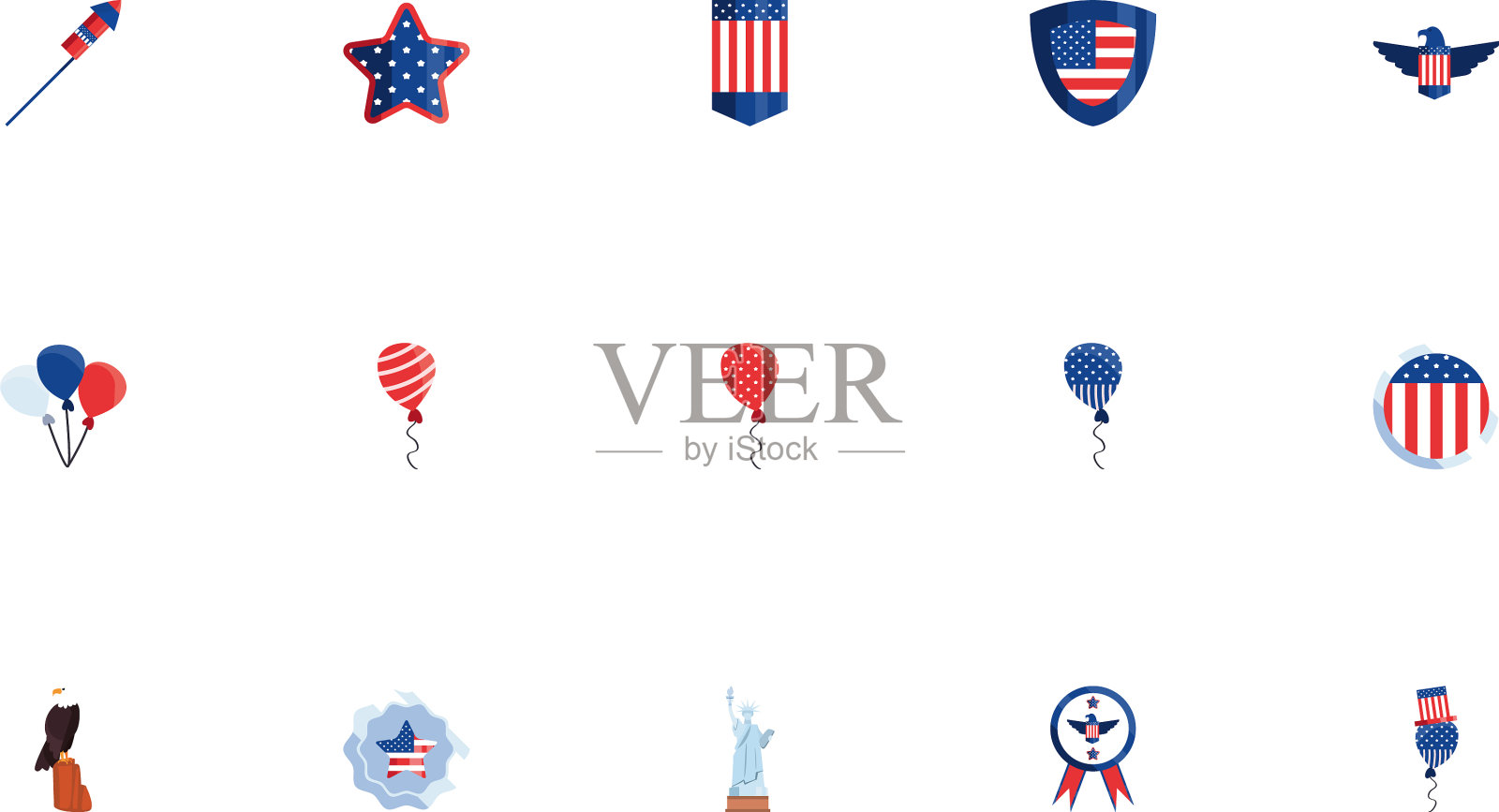 孤立的美国图标设置设计图标素材