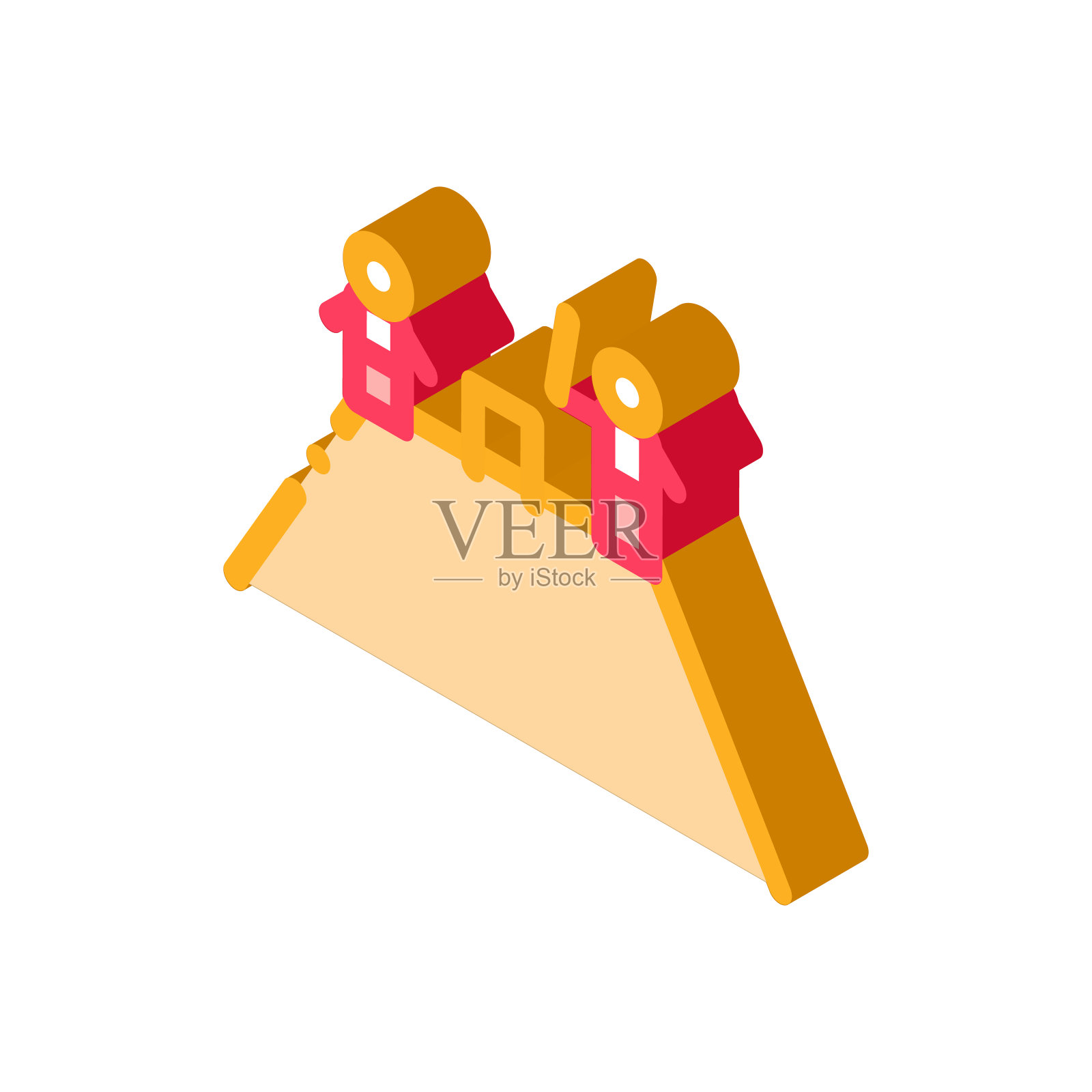 两个板球运动员在山等距图标矢量插图插画图片素材