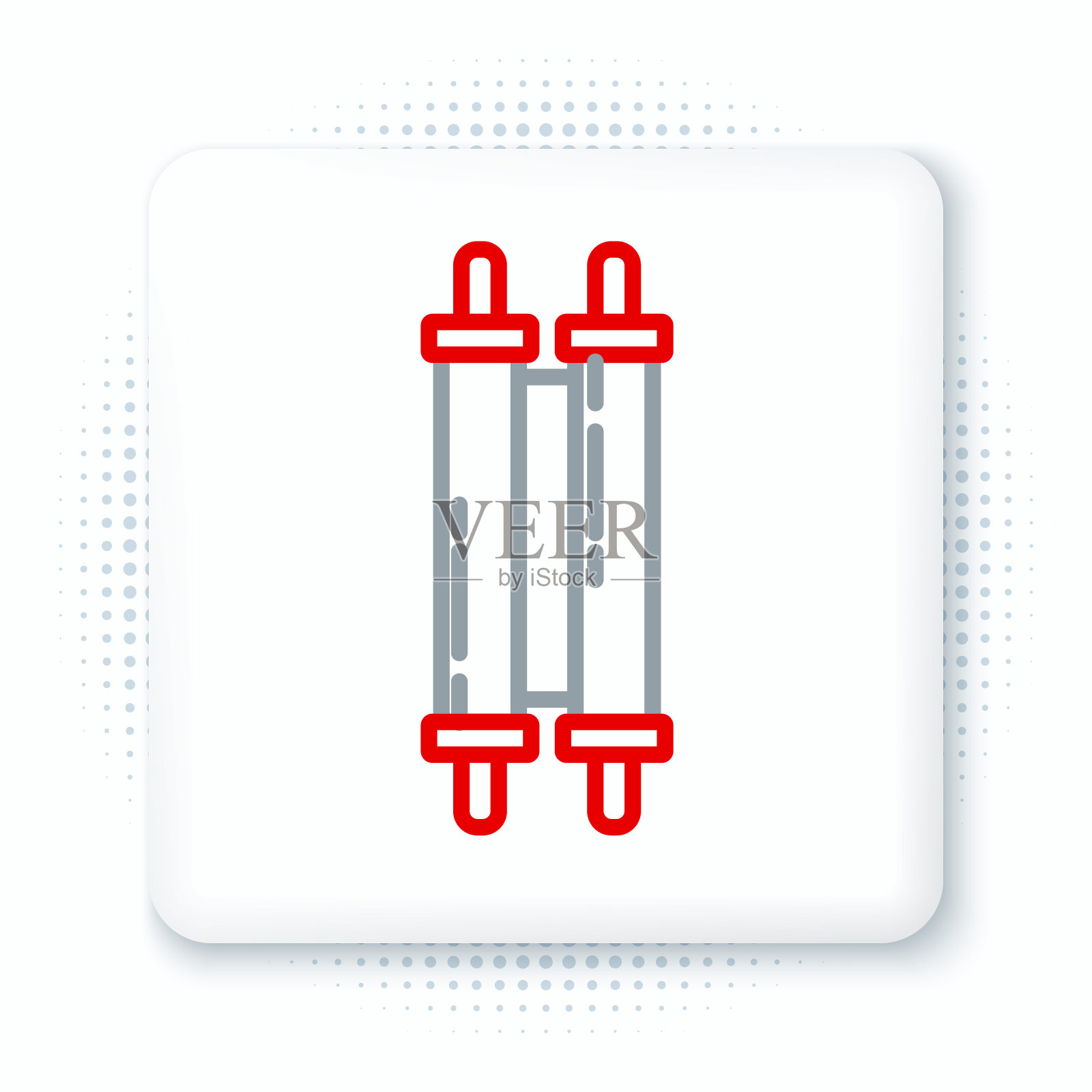 线条Torah卷轴图标孤立的白色背景。犹太律法的扩展形式。大卫之星的象征。古老的羊皮纸。色彩斑斓的轮廓的概念。向量图标素材