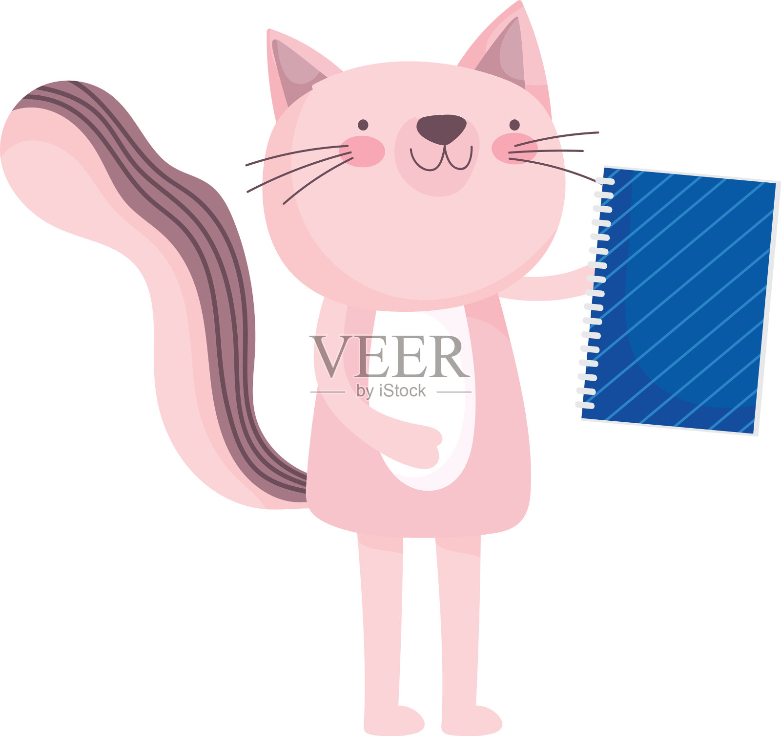 回到学校教育猫与笔记本卡通设计元素图片