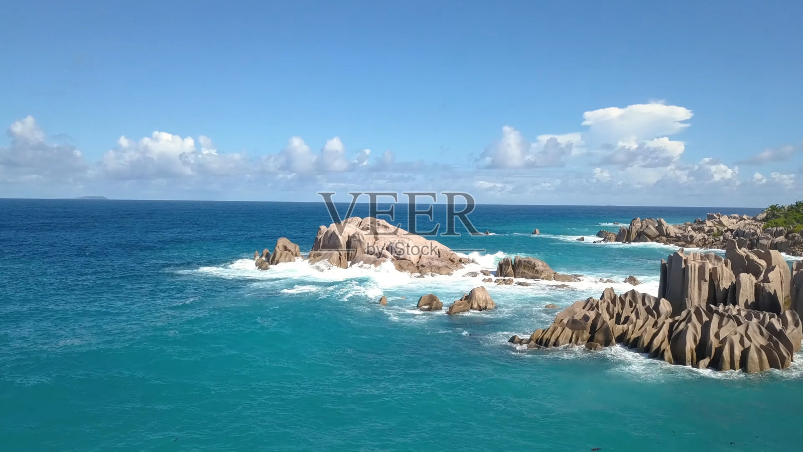 塞舌尔海滩鸟瞰图普拉林岛安塞拉齐奥海滩照片摄影图片