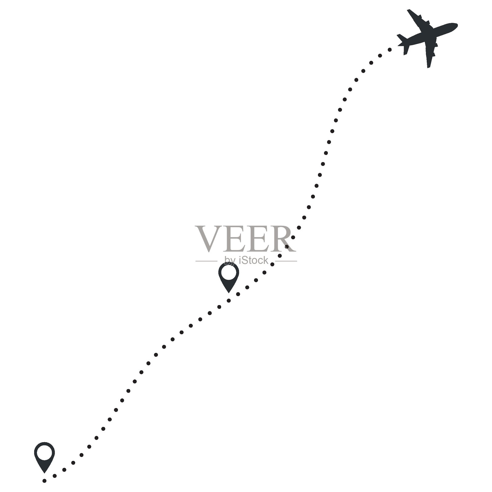 飞机飞行路线矢量与起点插图插画图片素材