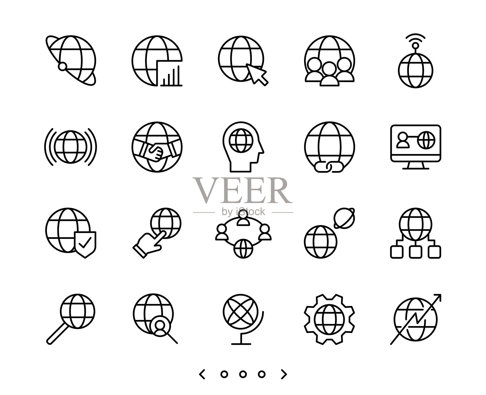 地球仪和世界连接线图标集图标素材