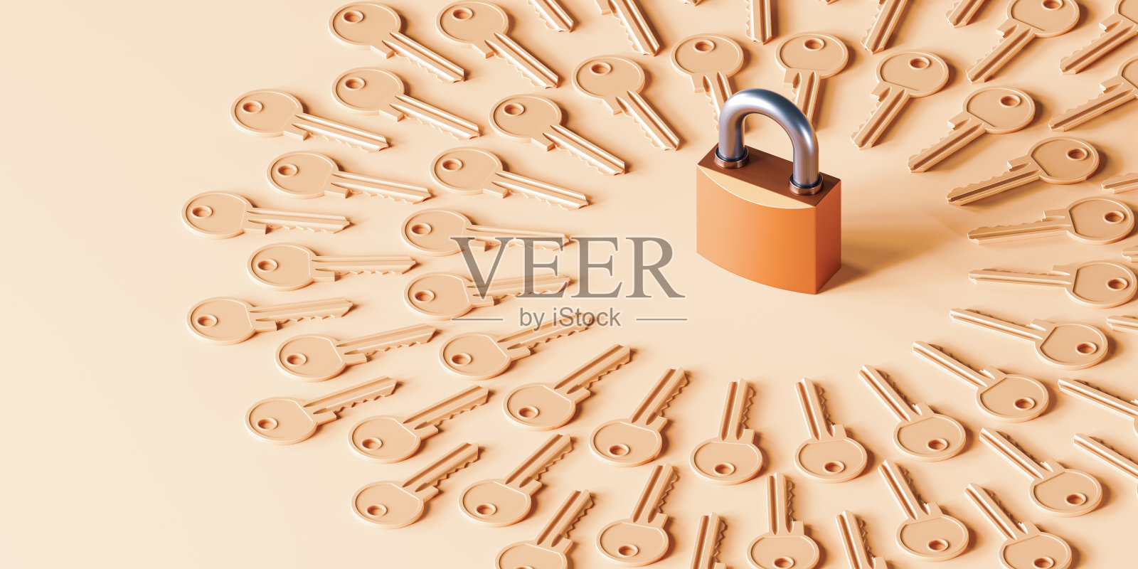 钥匙散落在挂锁上照片摄影图片