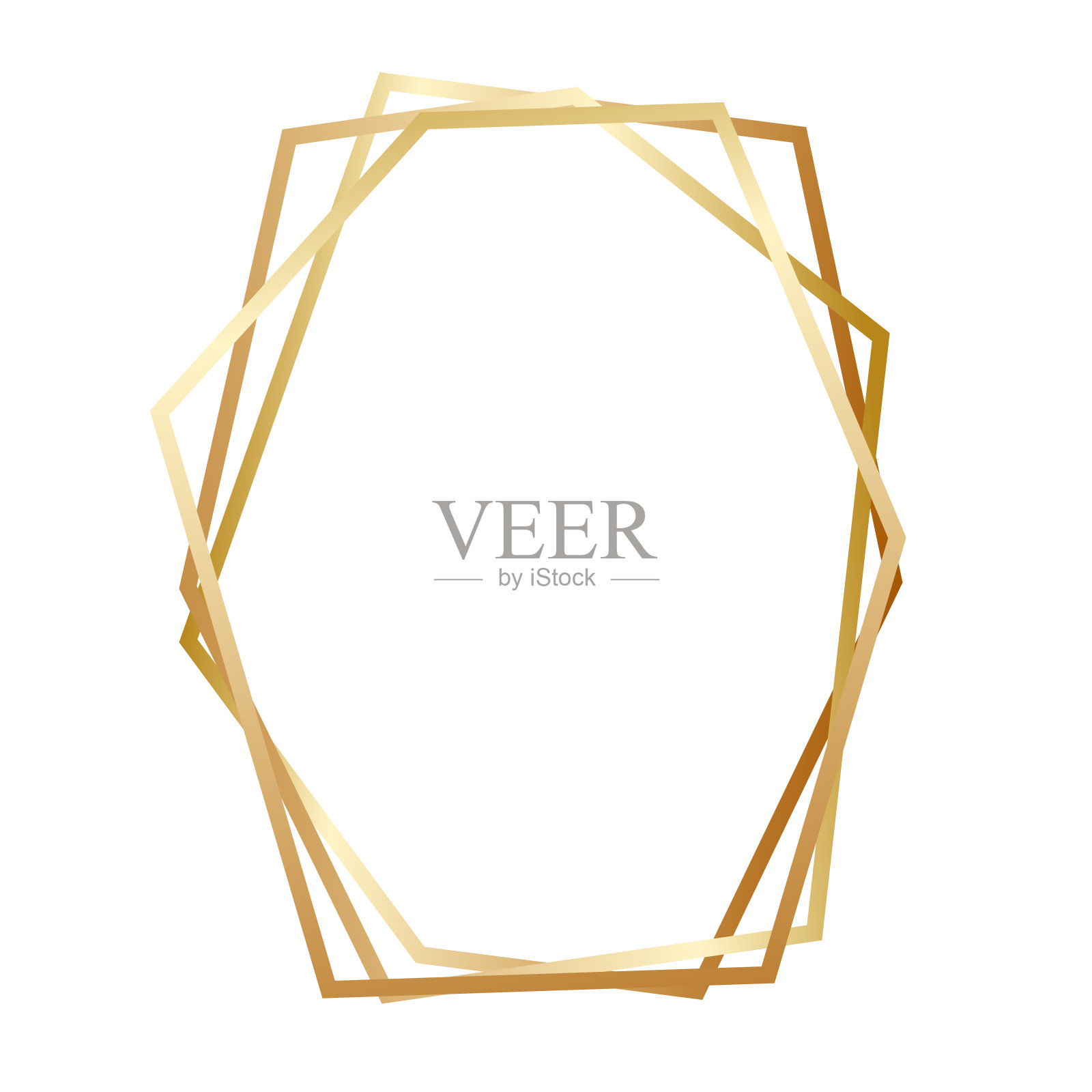 几何多边形的黄金框架与复制空间的卡片设计在白色,股票矢量插图插画图片素材