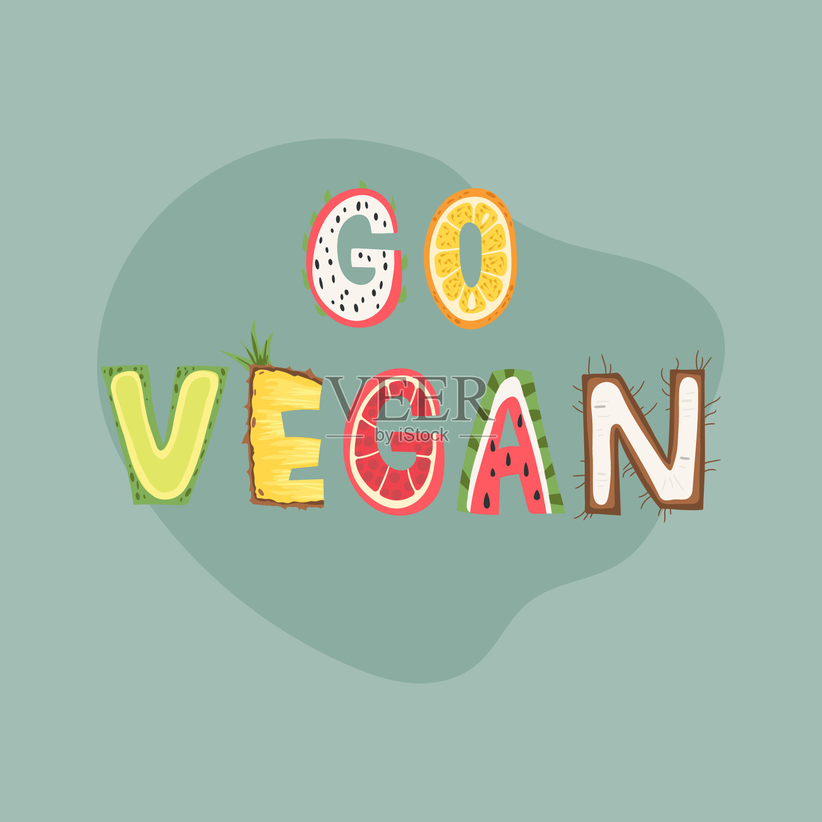 去素食字海报设计。矢量插图。插画图片素材