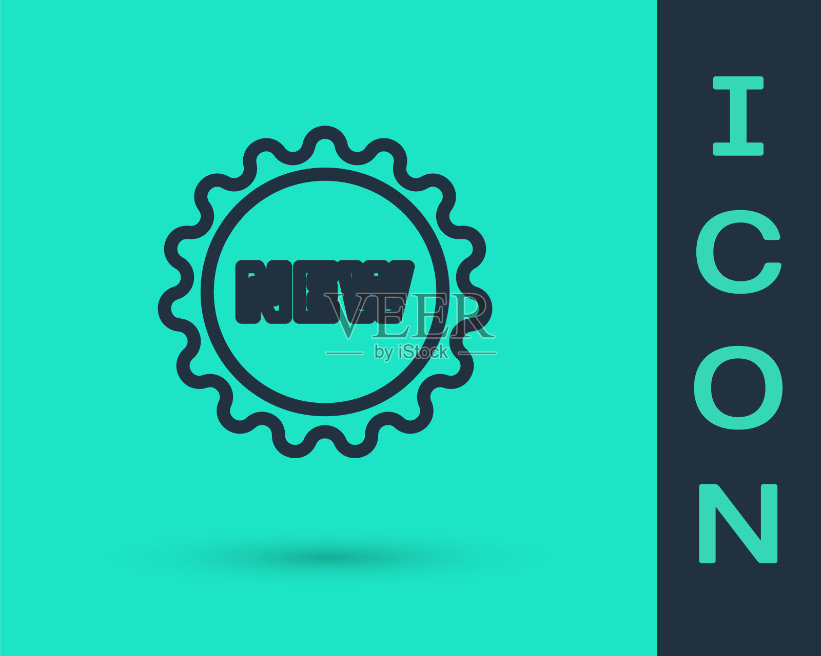 黑色线价格标签与铭文新的图标孤立在绿色背景。徽章的价格。折扣促销标签。矢量图插画图片素材