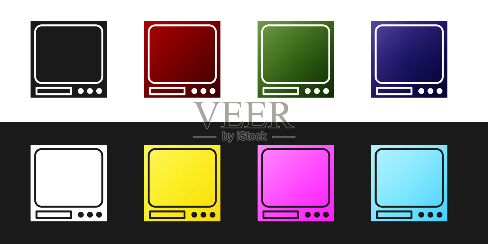 设置电子秤图标隔离在黑色和白色背景。体重测量设备。矢量图图标素材