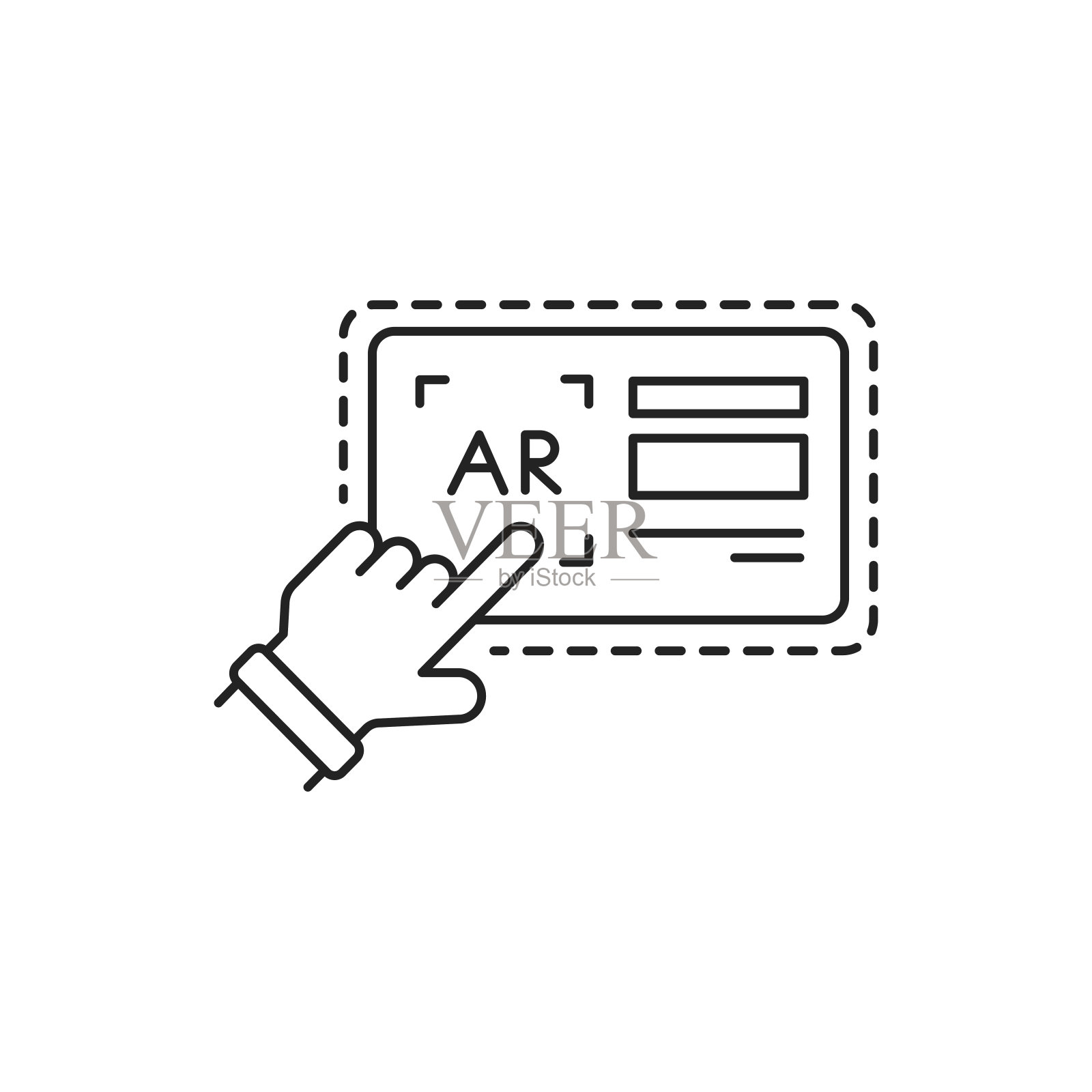 增强现实打印黑线图标。象形文字用于网页、手机应用、促销。UI UX GUI设计元素。可编辑的中风插画图片素材