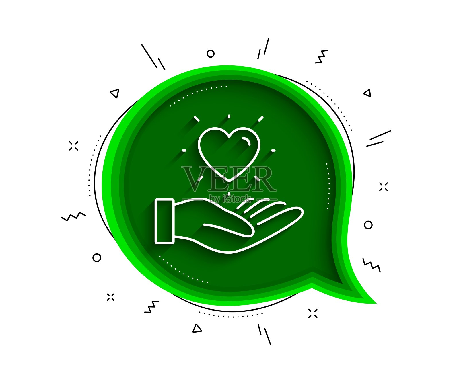 保持心线图标。朋友爱的信号。品牌大使。向量插画图片素材