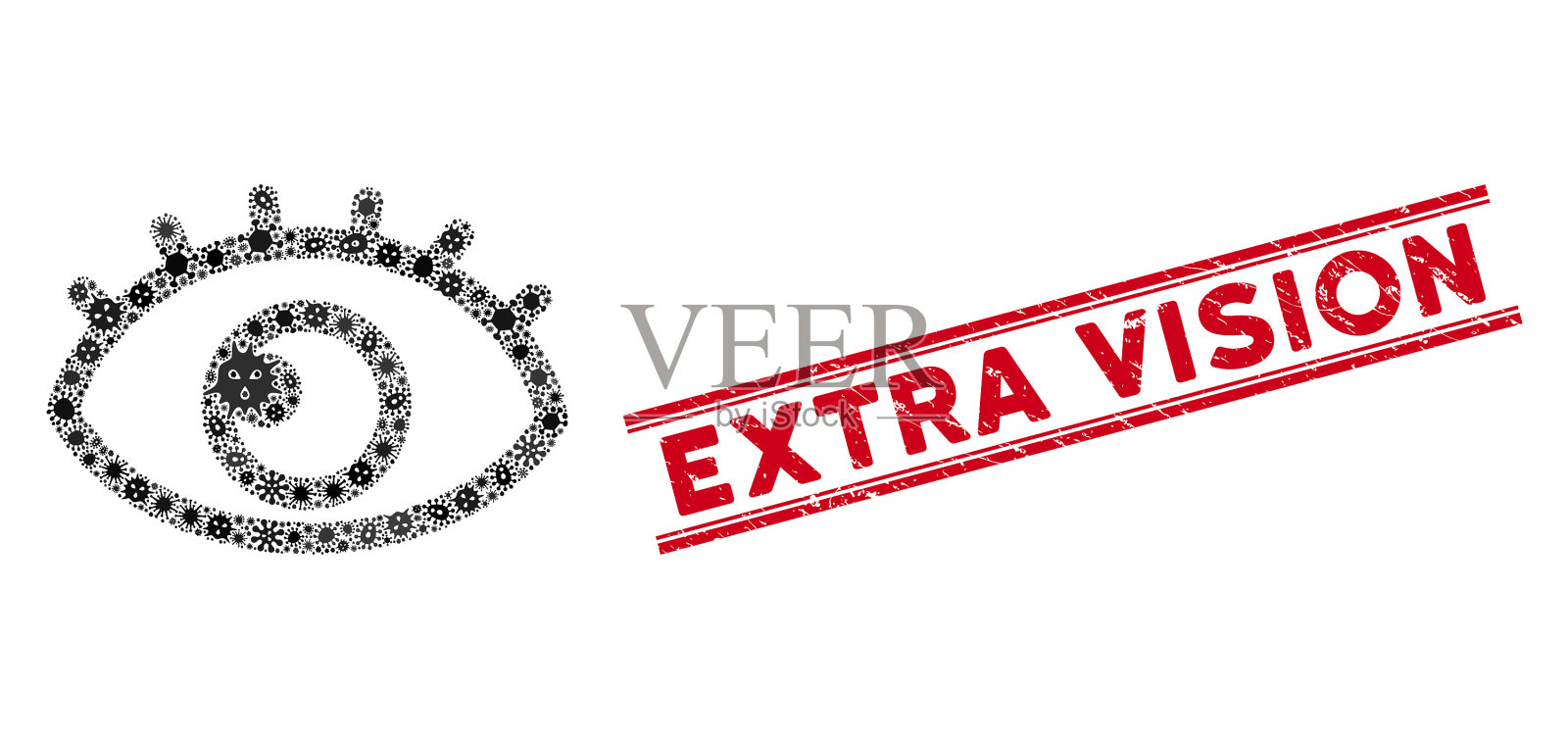 传染性拼贴眼睛图标和垃圾摇滚额外插画图片素材