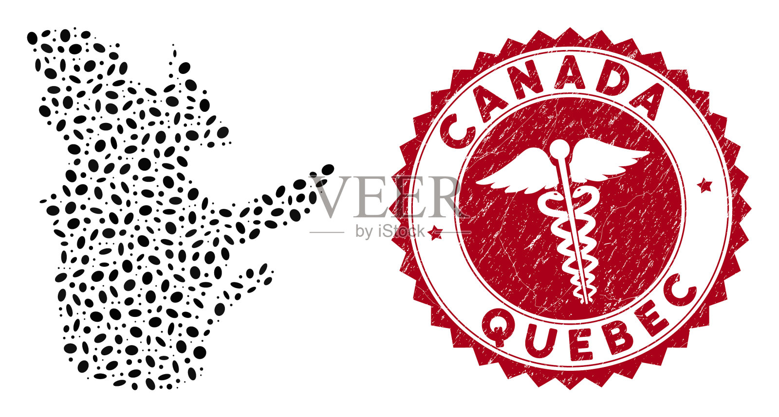 镶嵌魁北克省地图纹理蛇插画图片素材