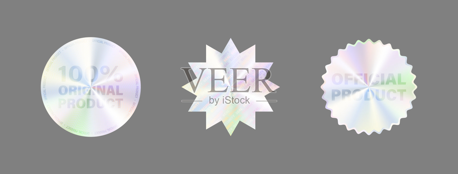 全息标签集分离矢量全息贴纸插画图片素材