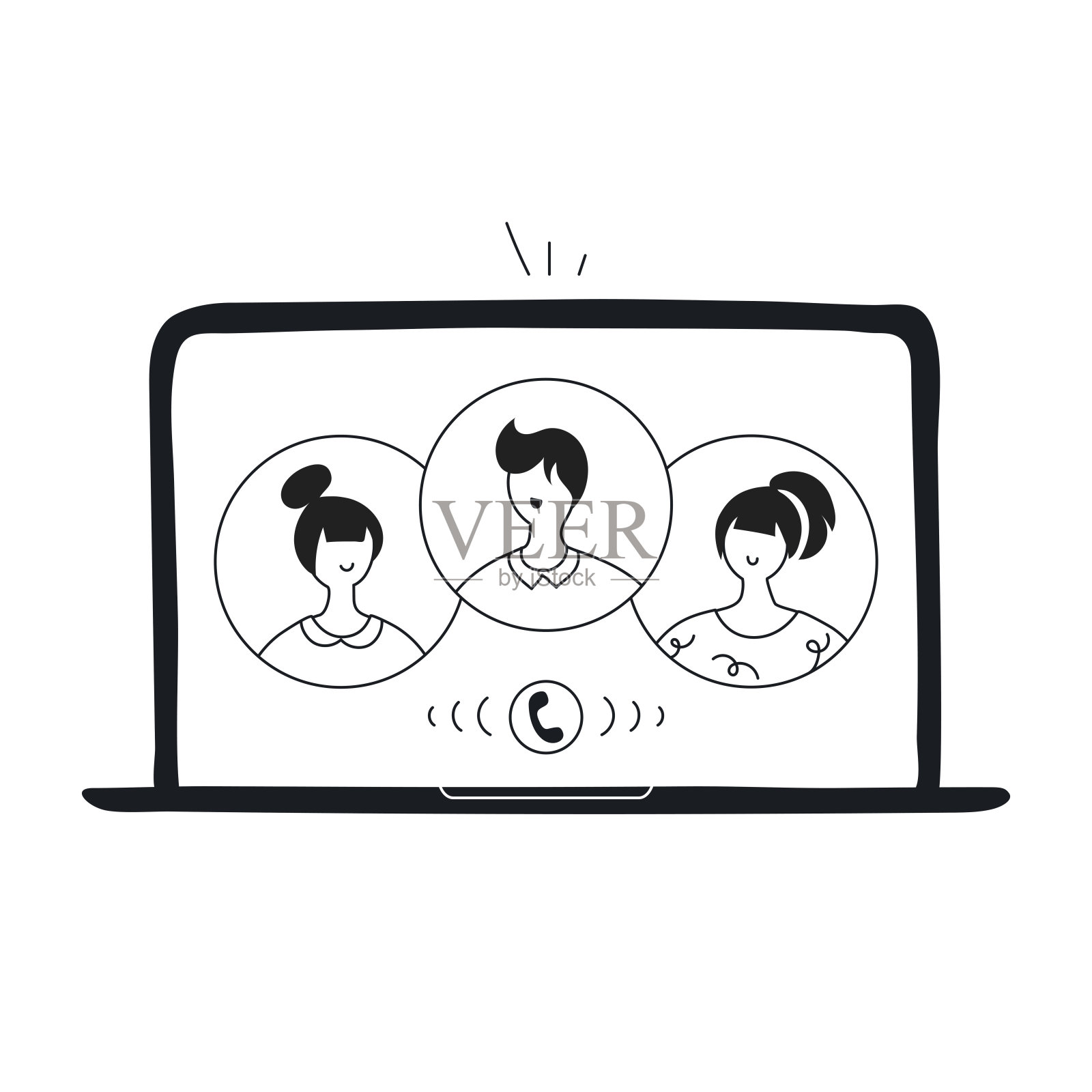 团队会议,团队电话,在家工作的概念向量插画图片素材