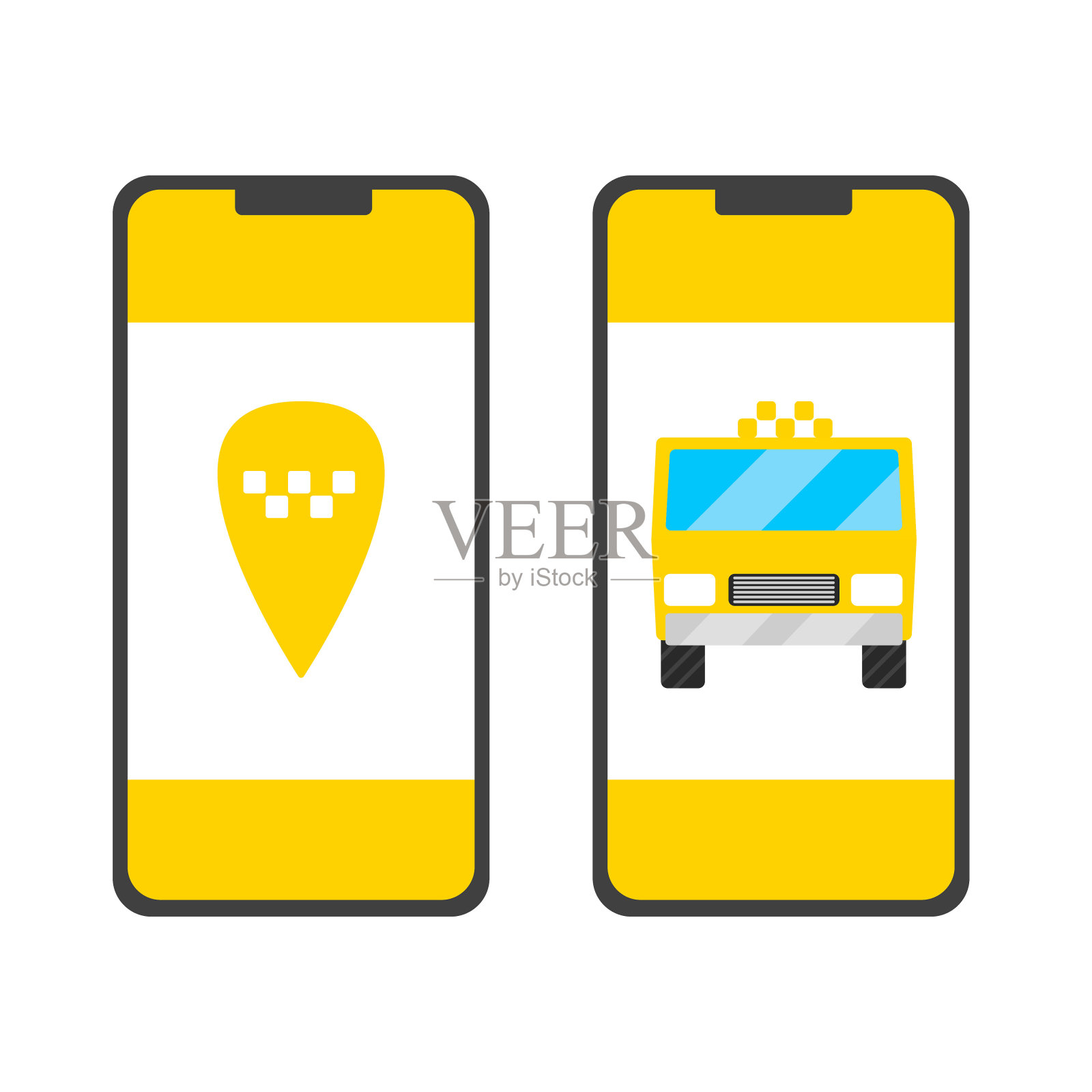 手机界面在屏幕上滑行。预订出租车服务的手机应用程序。平面矢量插图的业务,信息图形,横幅,演示。插画图片素材