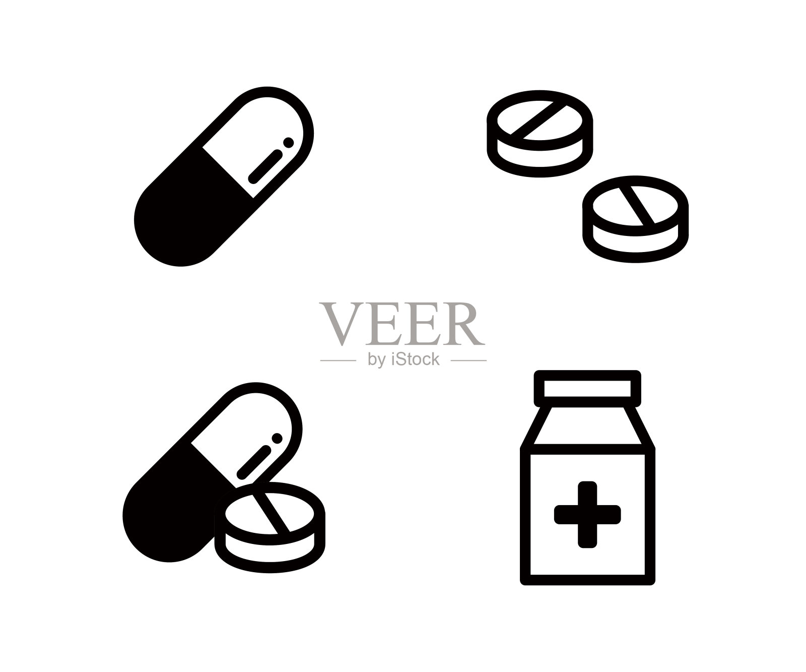 药片的图标集。图标素材