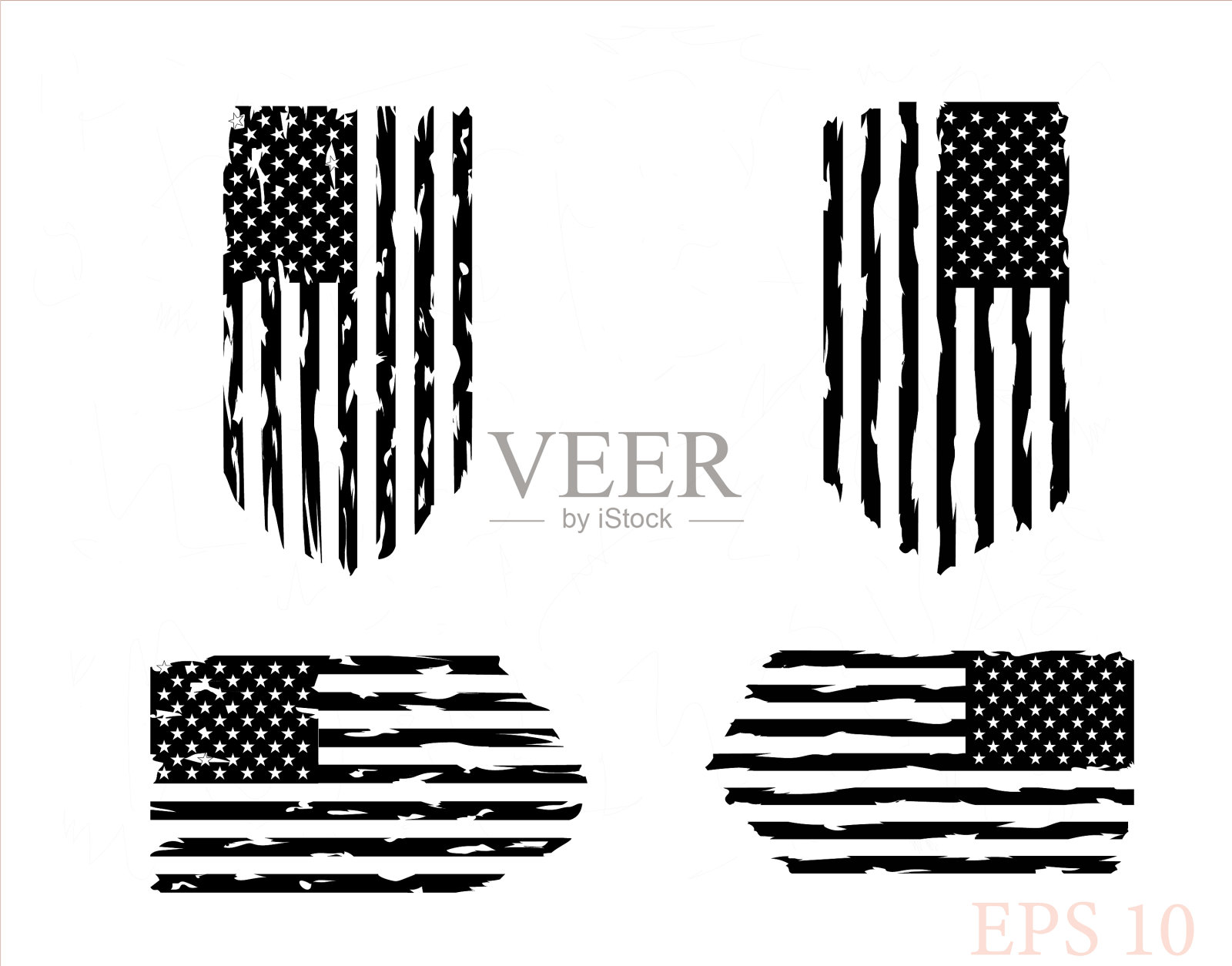 美国国旗-刻有美国国旗插画图片素材