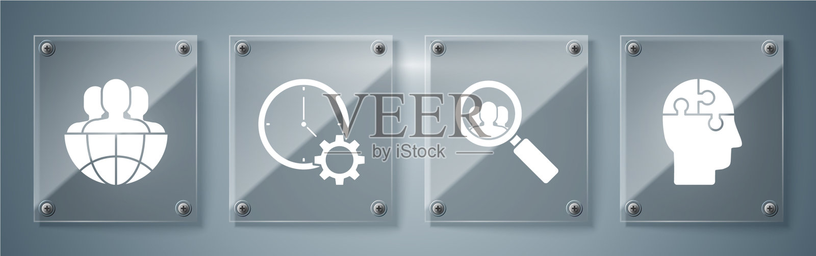 设置人头拼图策略放大镜图标素材