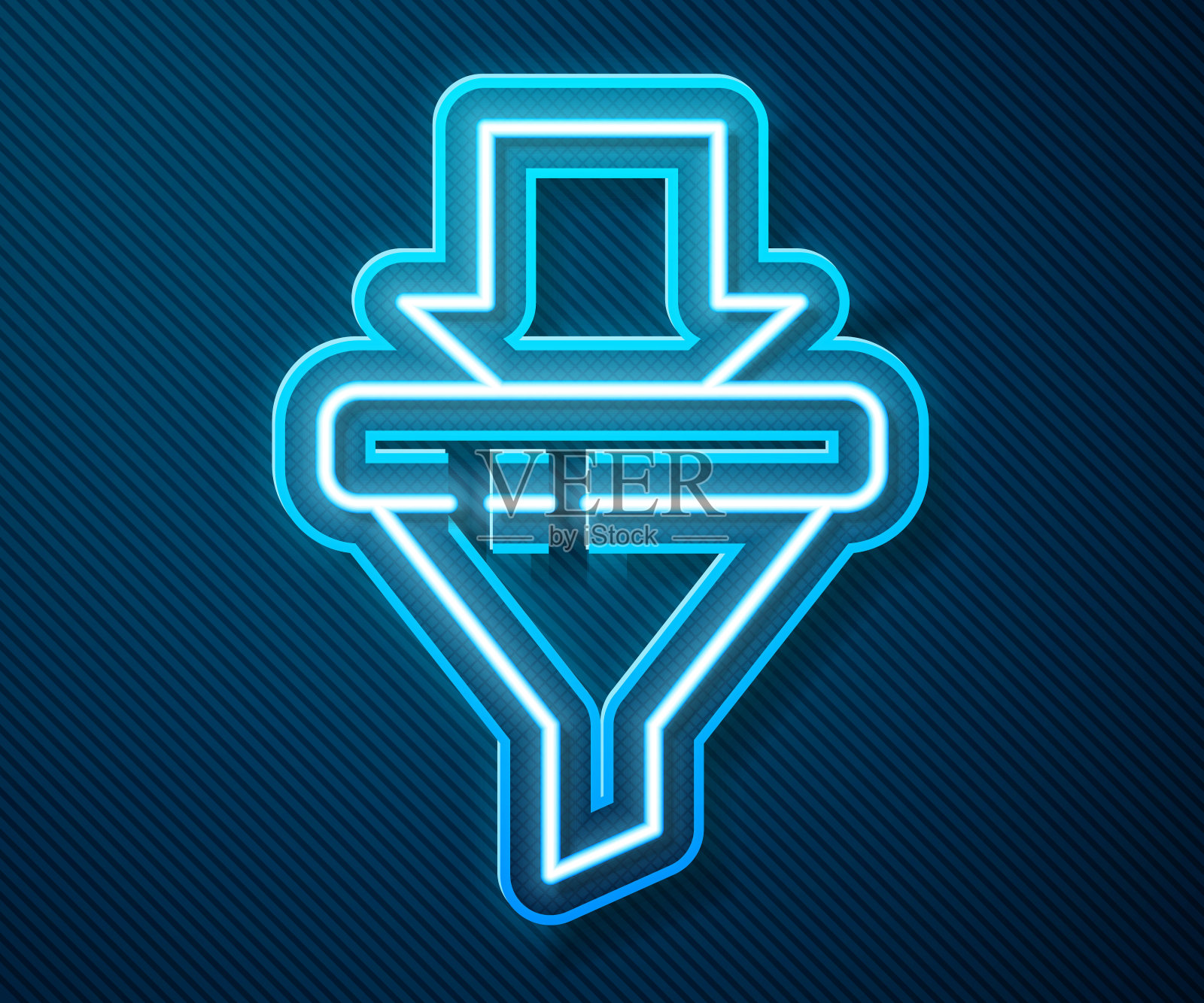 带有营销箭头的销售漏斗和蓝色背景上独立的初创企业图标。信息图表模板。矢量图插画图片素材