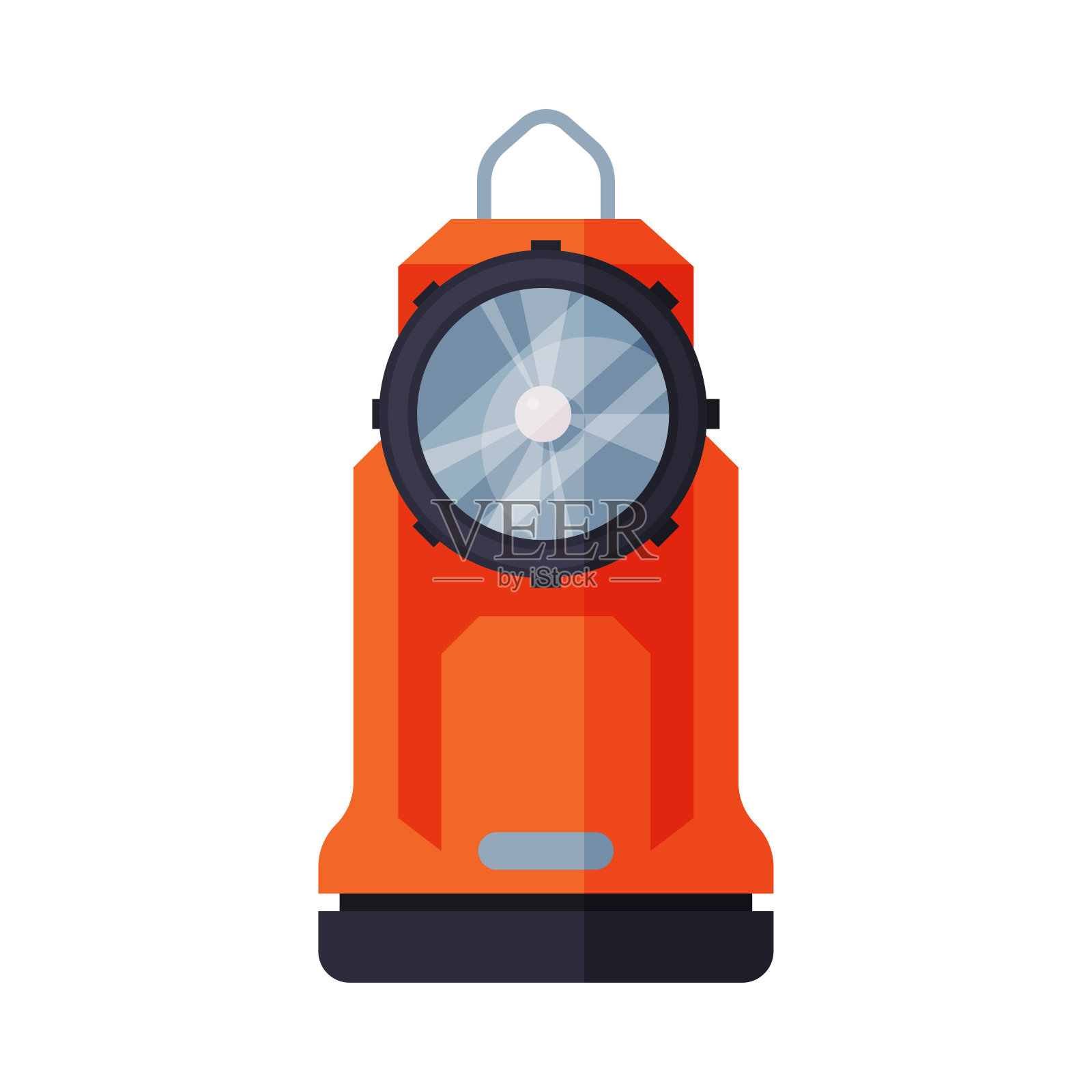 红色手电筒消防设备平面风格矢量插图在白色的背景插画图片素材