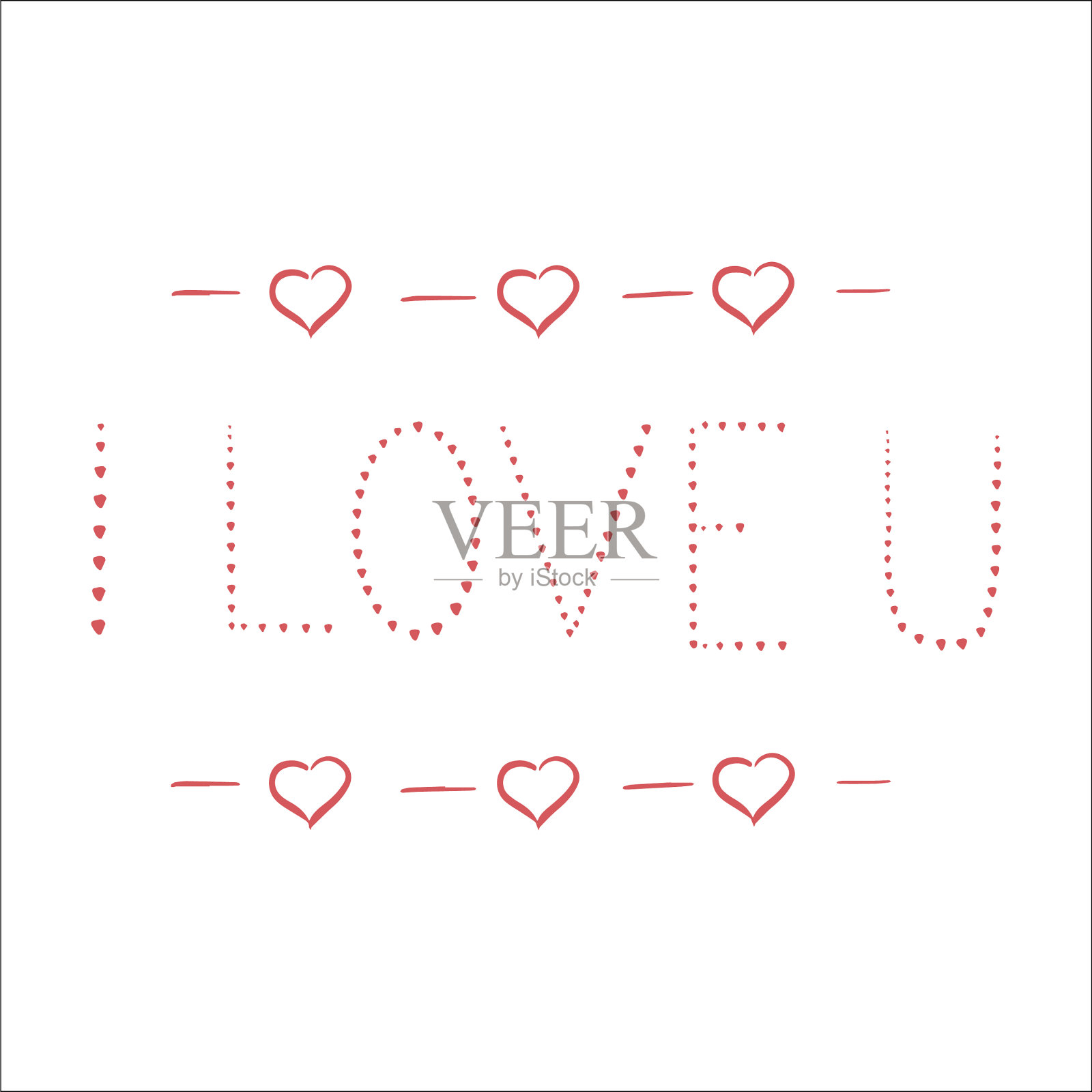 爱3个手写字母卡片-手工书法插画图片素材