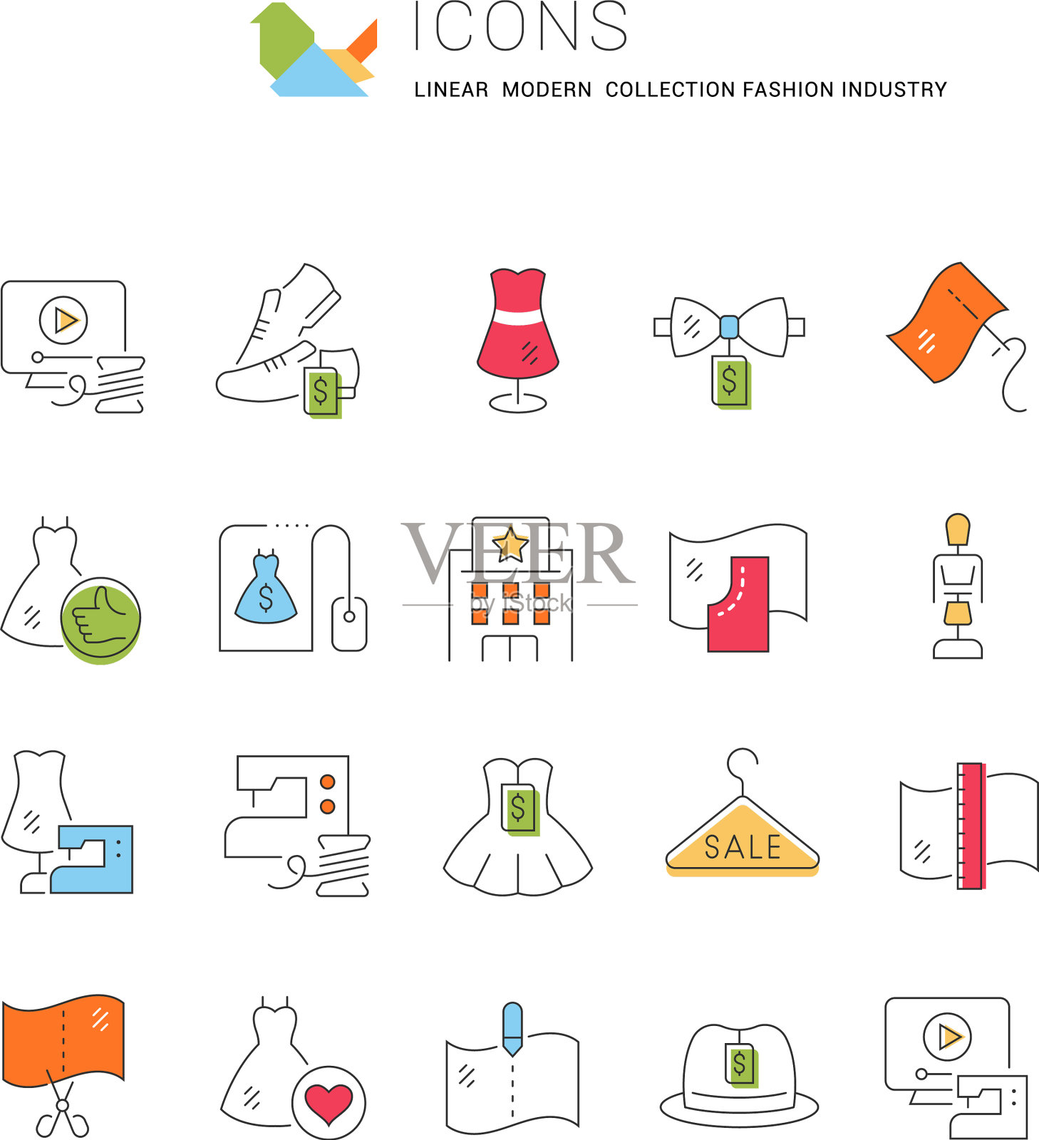 收藏线性偶像时尚产业图标素材