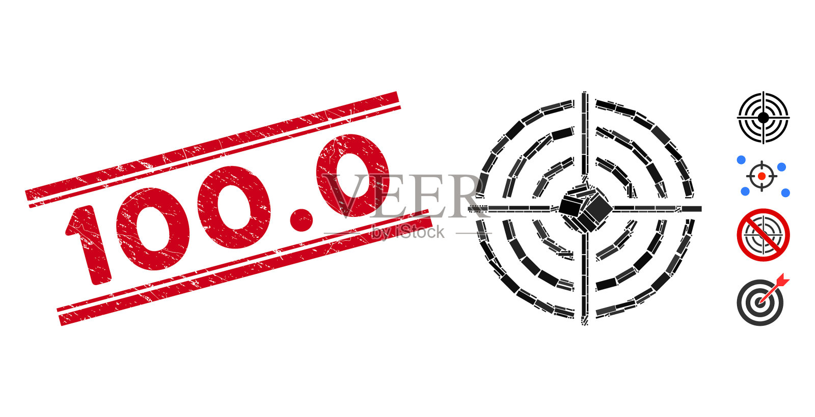 目标马赛克和刻有1000枚印章插画图片素材