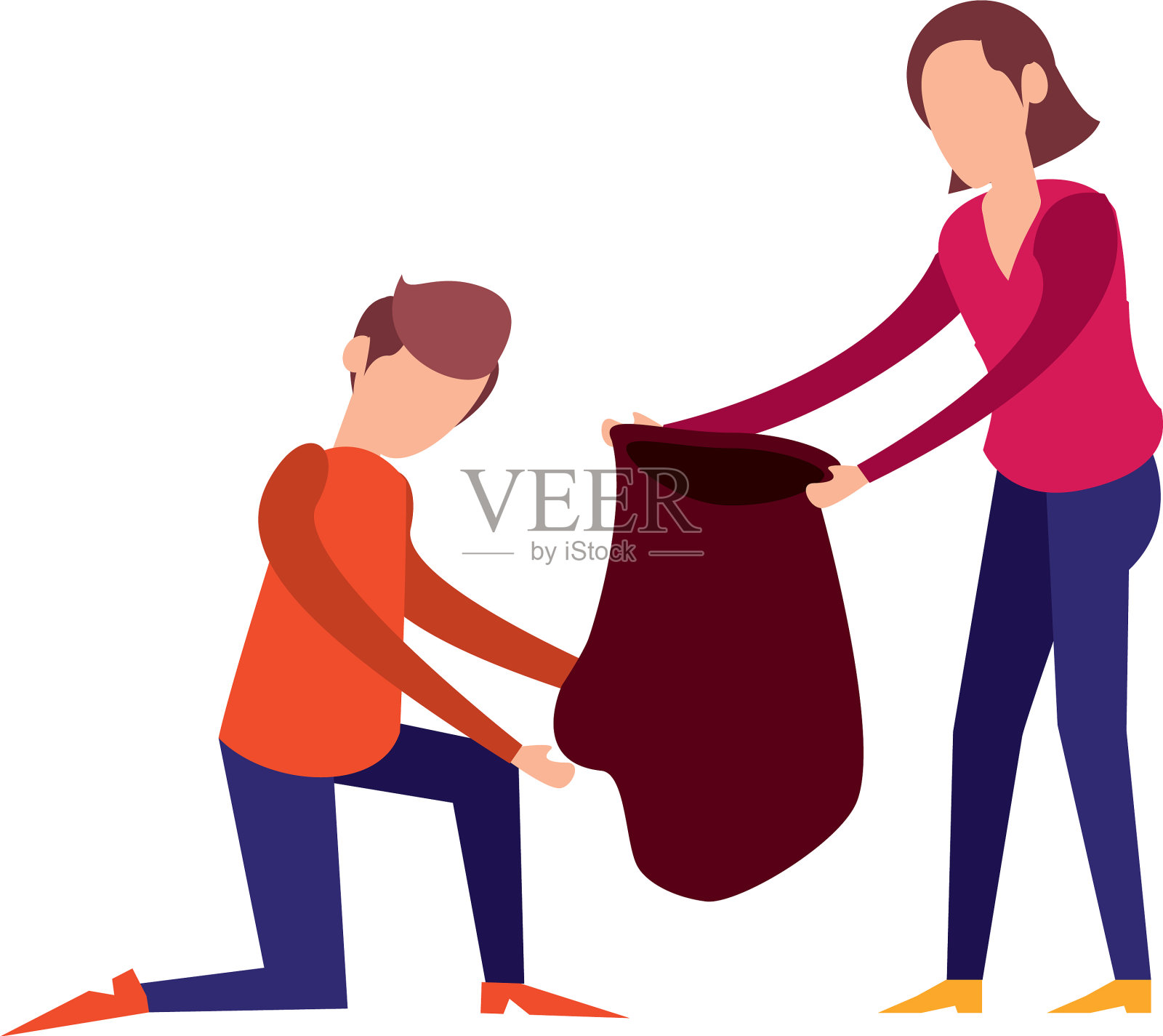 配上塑料垃圾袋插画图片素材