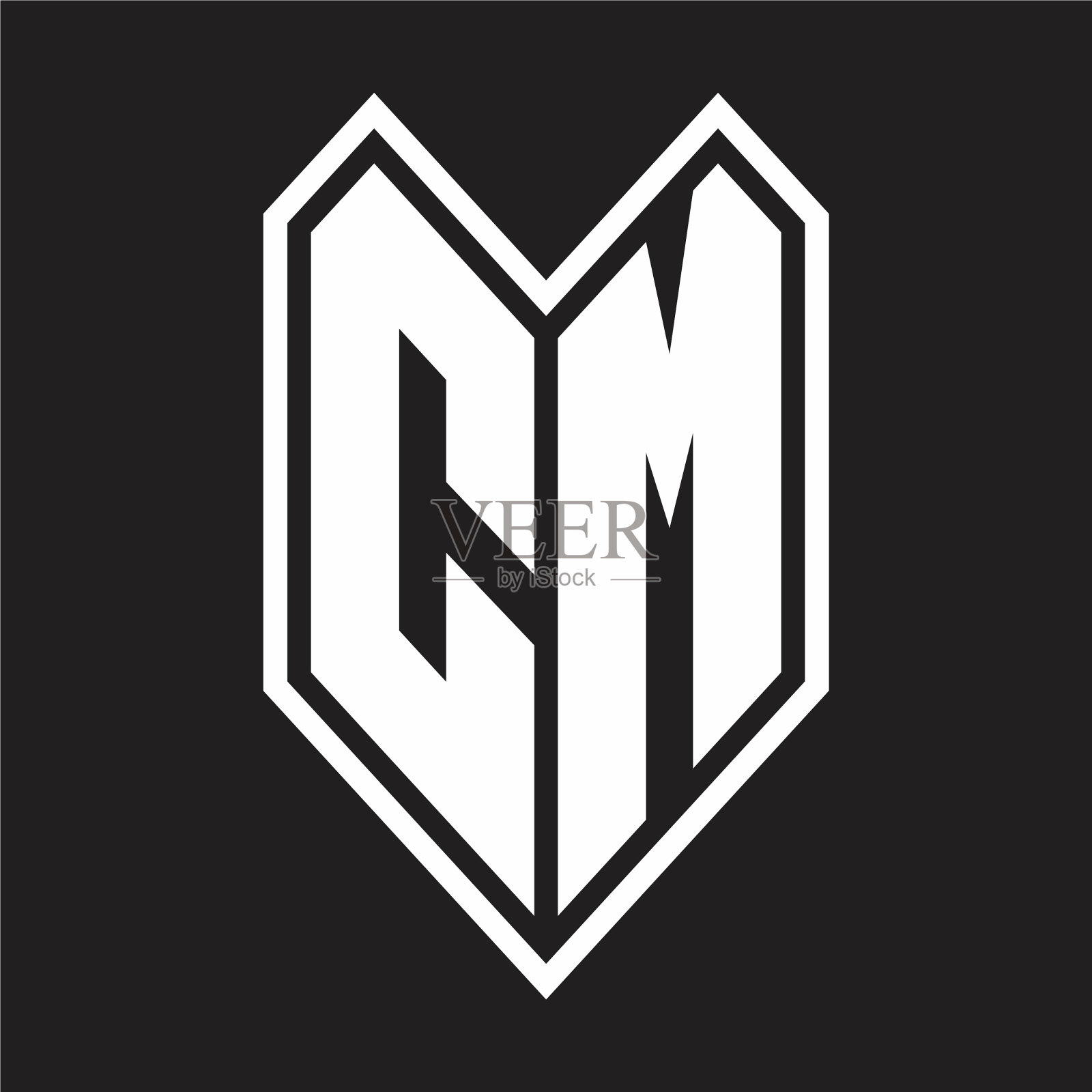 Cm标志与会徽线风格孤立插画图片素材