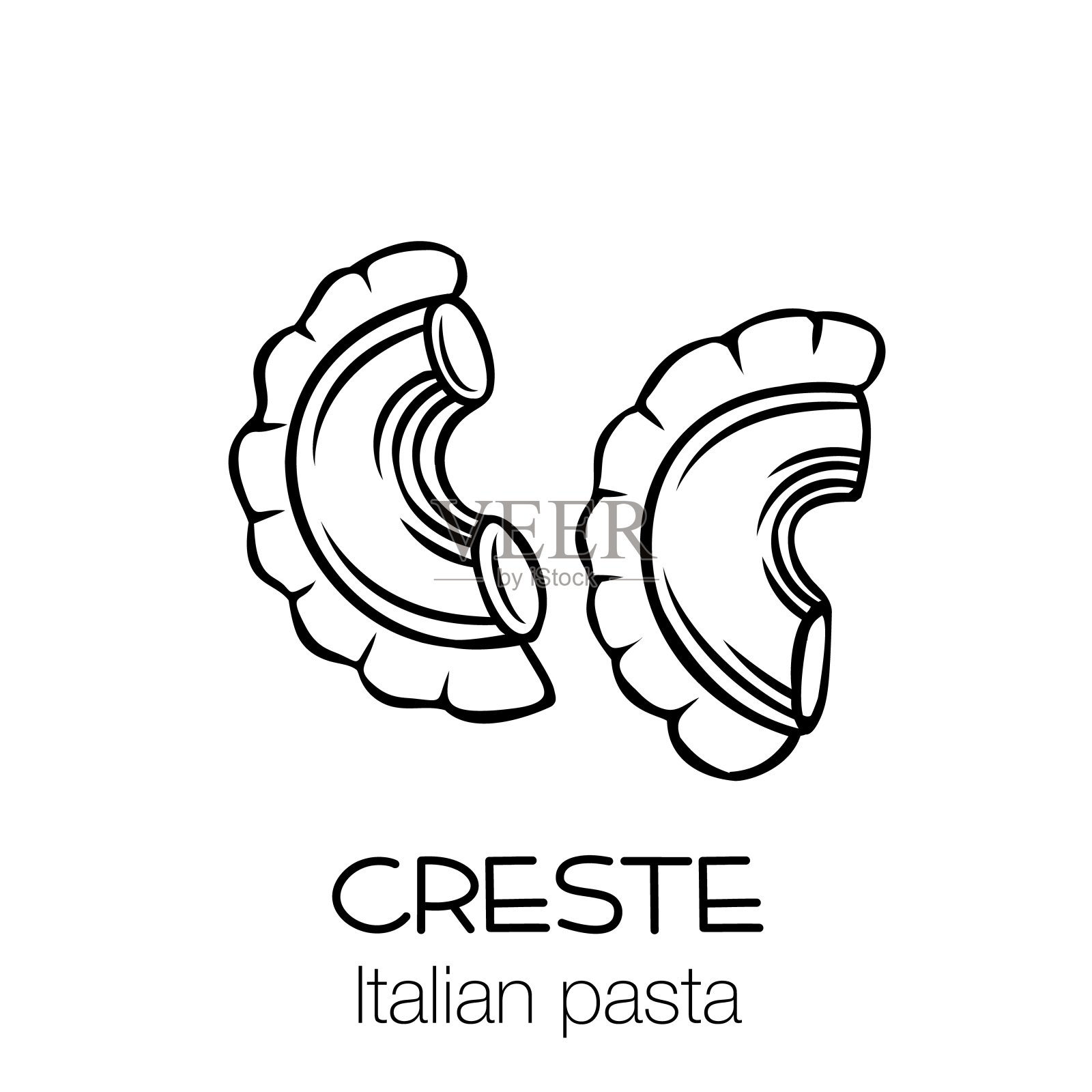 公鸡脊通心粉轮廓图标插画图片素材