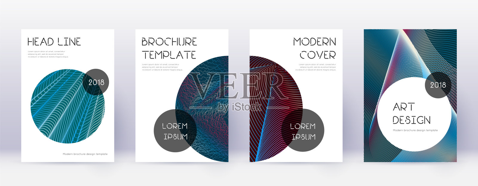 时尚的小册子设计模板集。红色的抽象设计模板素材