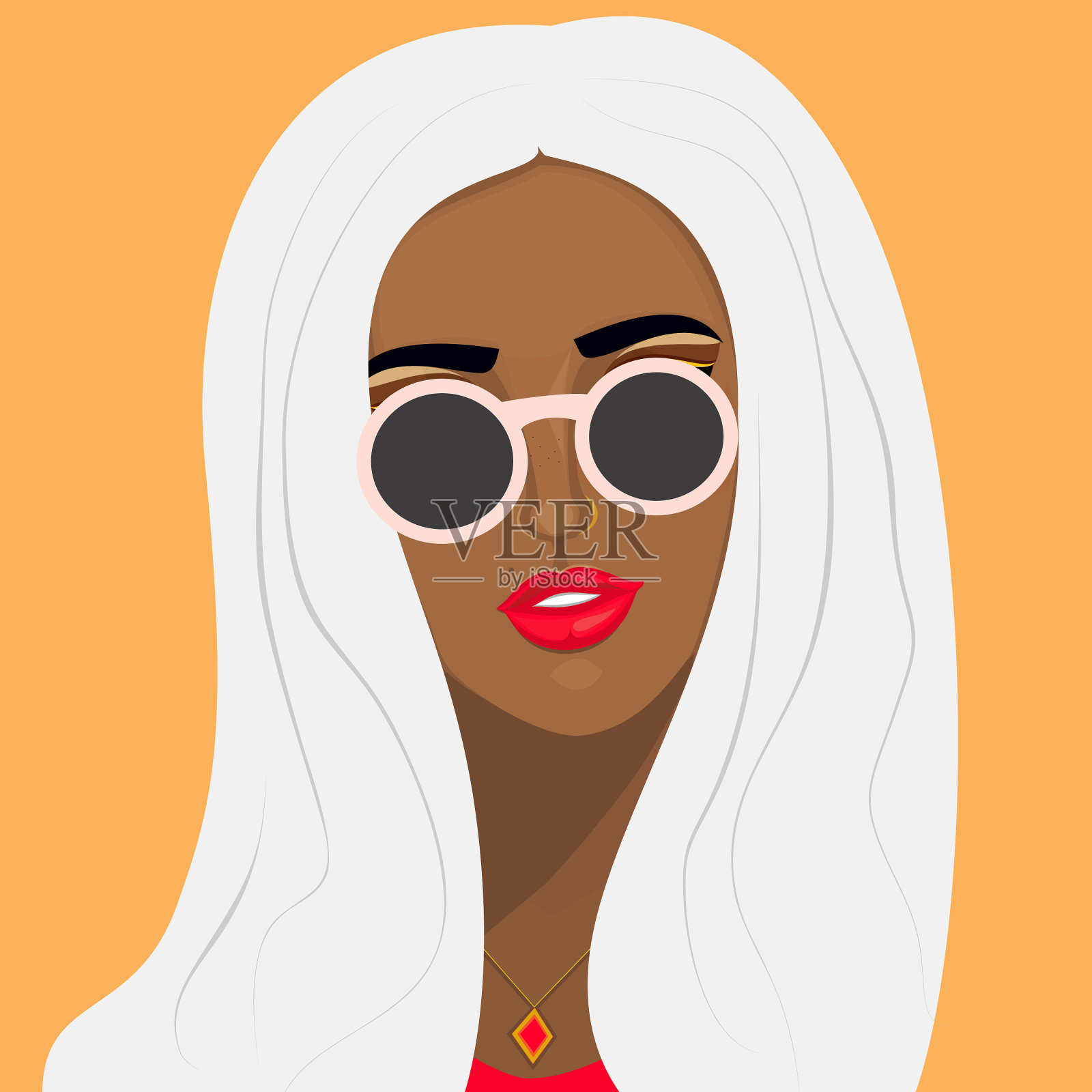 一个美丽女孩的肖像。一个年轻女人的化身。插画图片素材