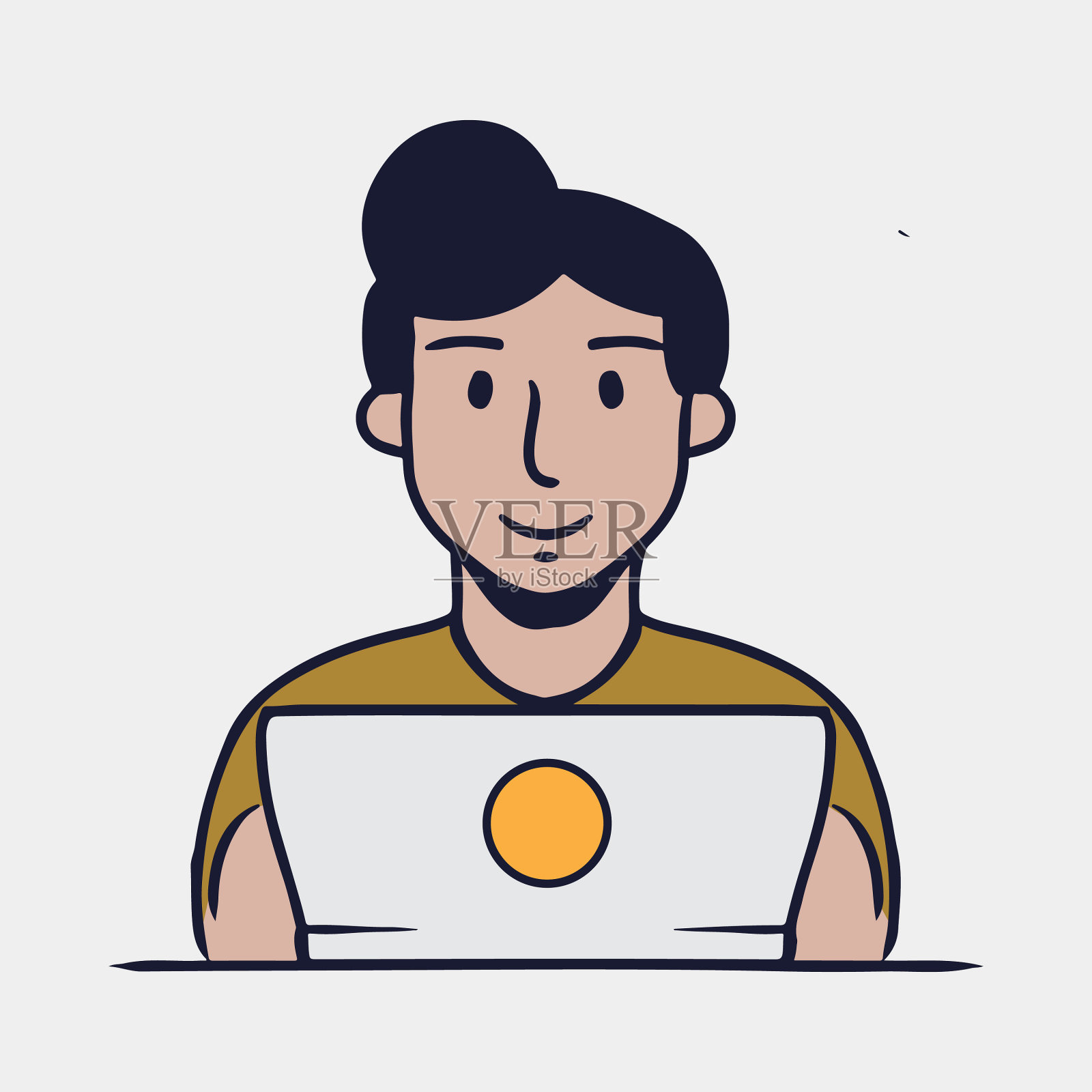 工人图手绘线条艺术人插画图片素材