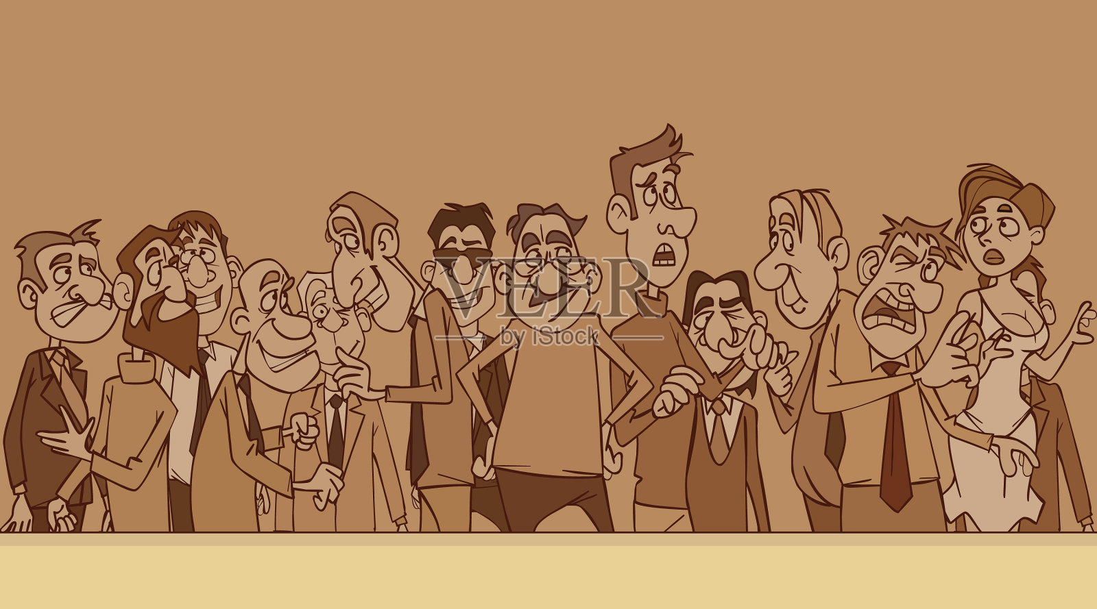 卡通多元情感的男人和女人站在插画图片素材