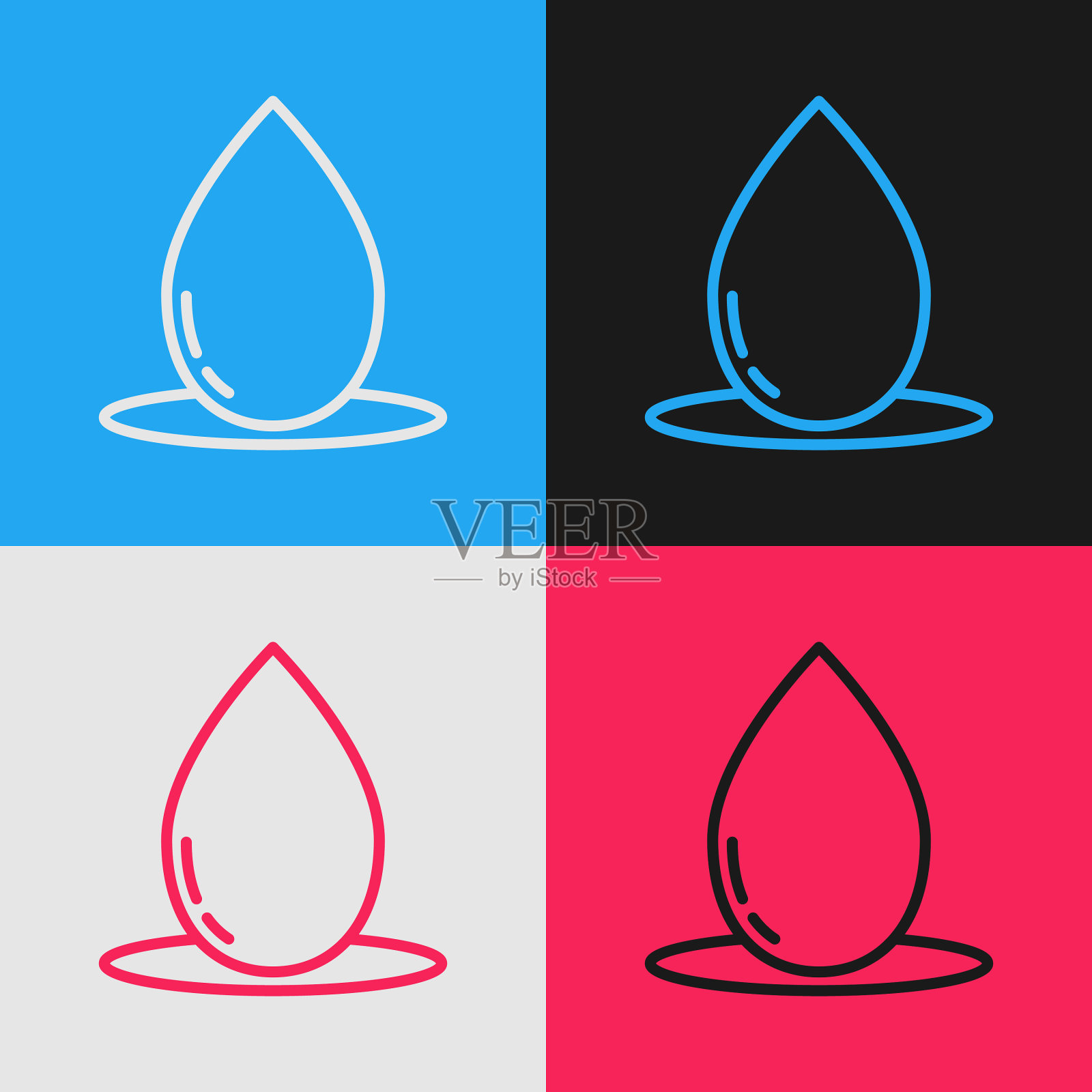 颜色线油滴图标隔离颜色插画图片素材