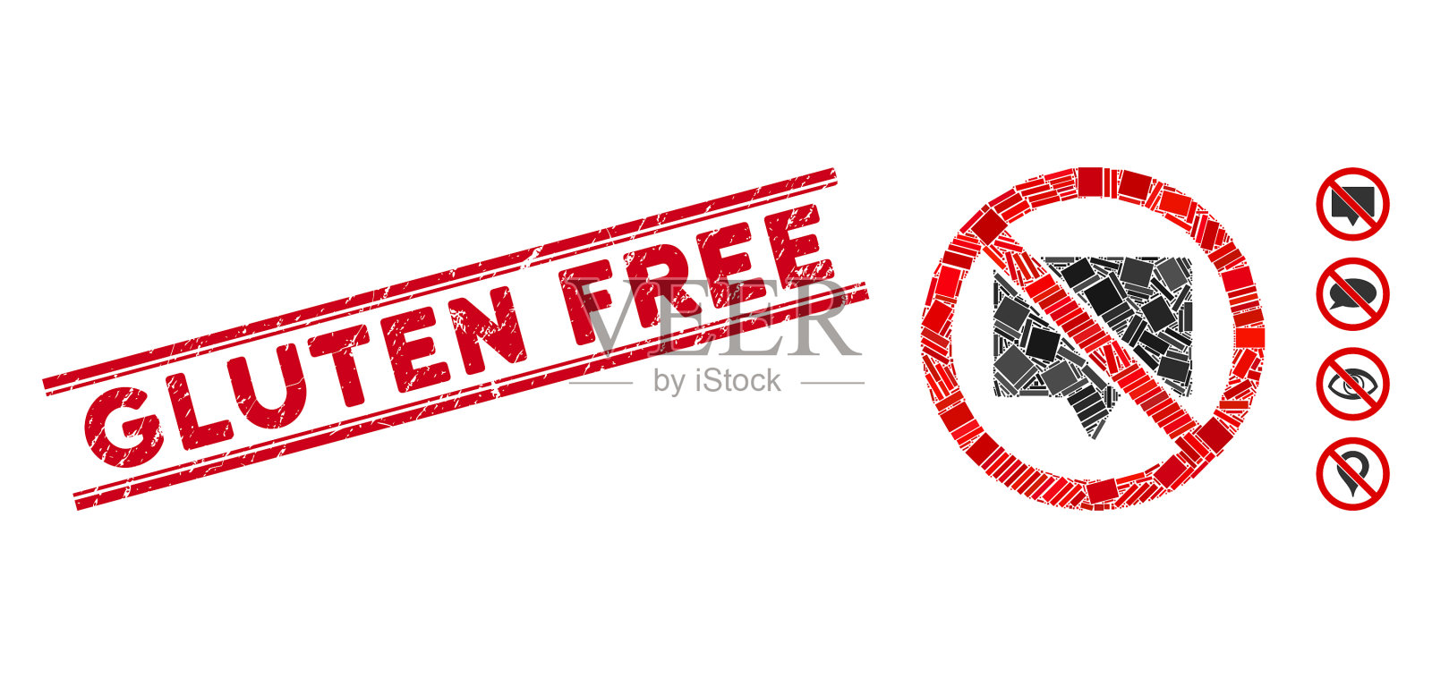 没有横幅马赛克和垃圾无面筋密封插画图片素材