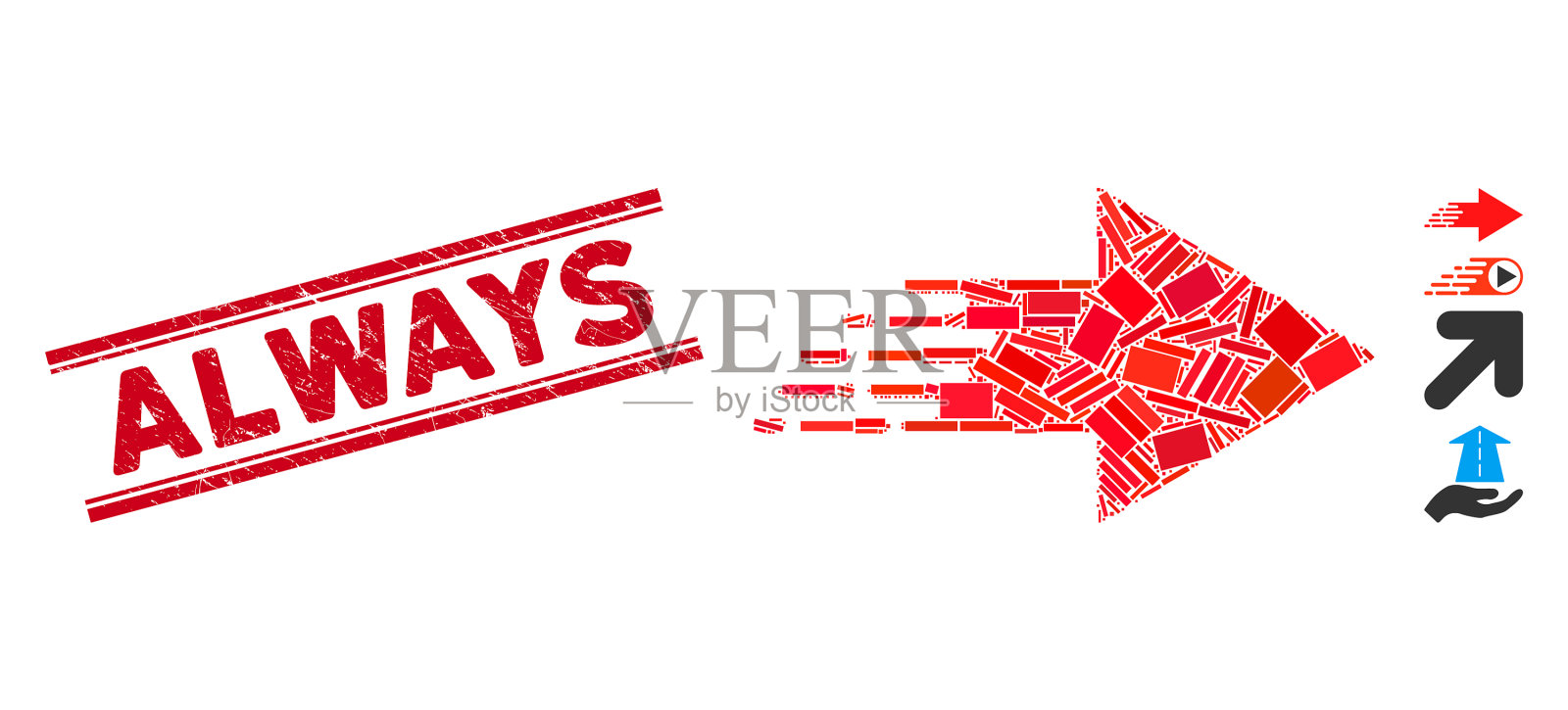 冲右移马赛克和遇险总是戳插画图片素材