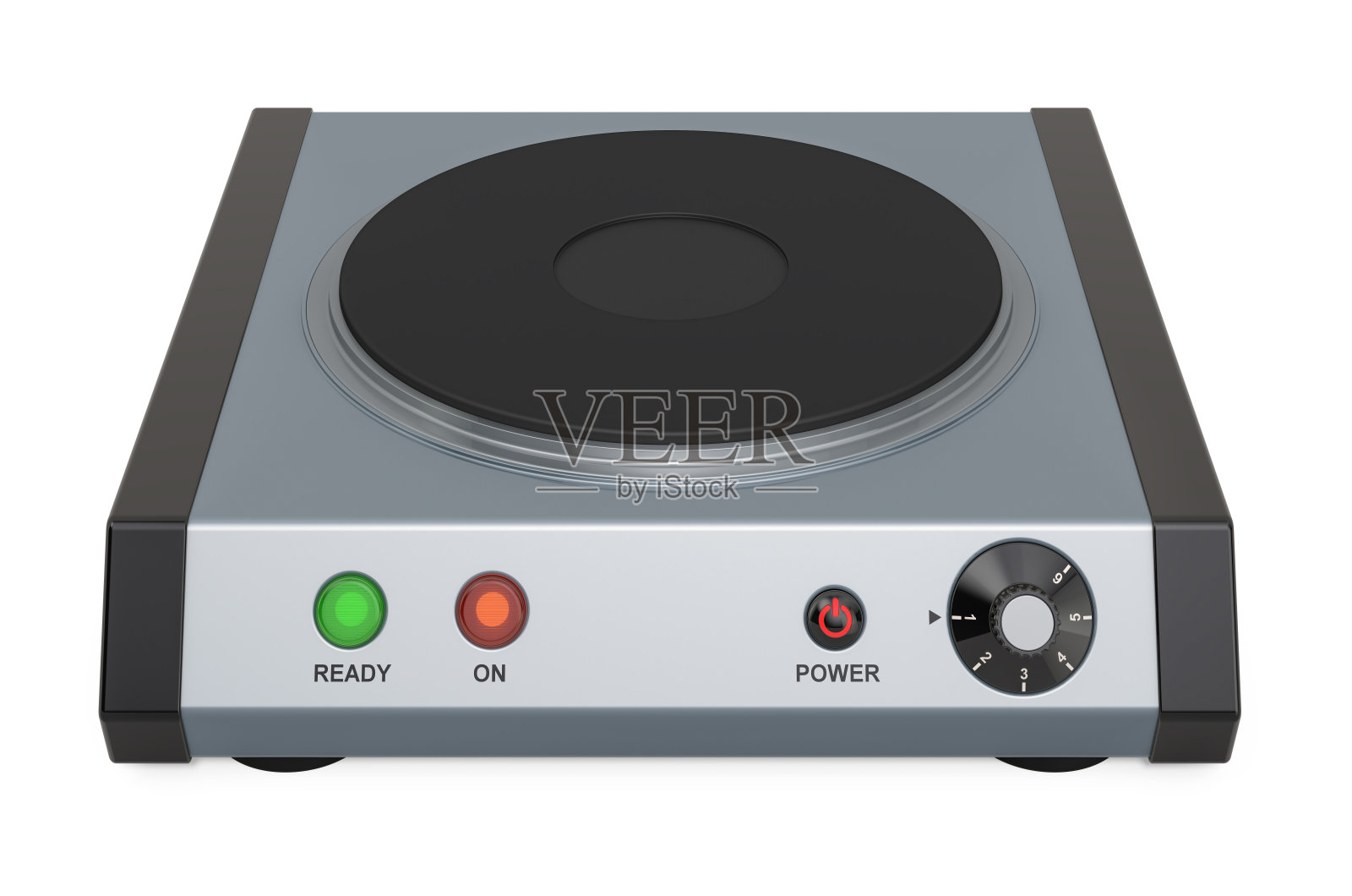 台面燃烧器,铸铁单燃烧器。3D渲染孤立的白色背景照片摄影图片