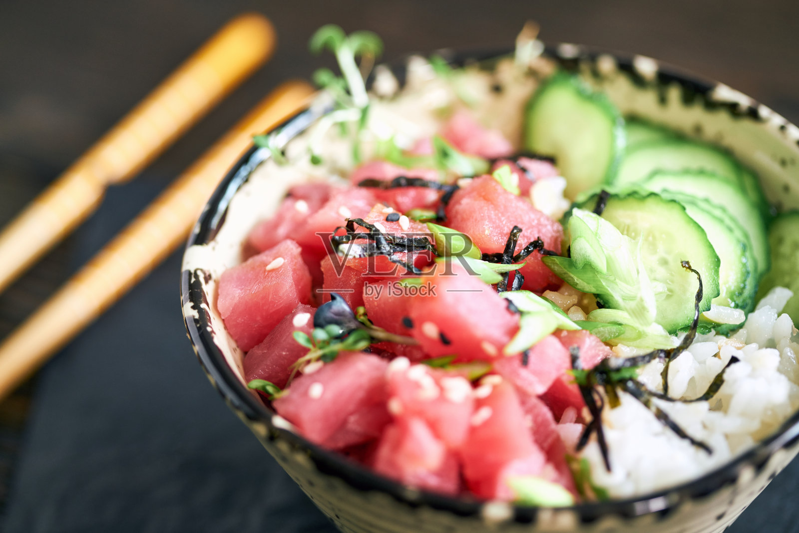 金枪鱼戳照片摄影图片