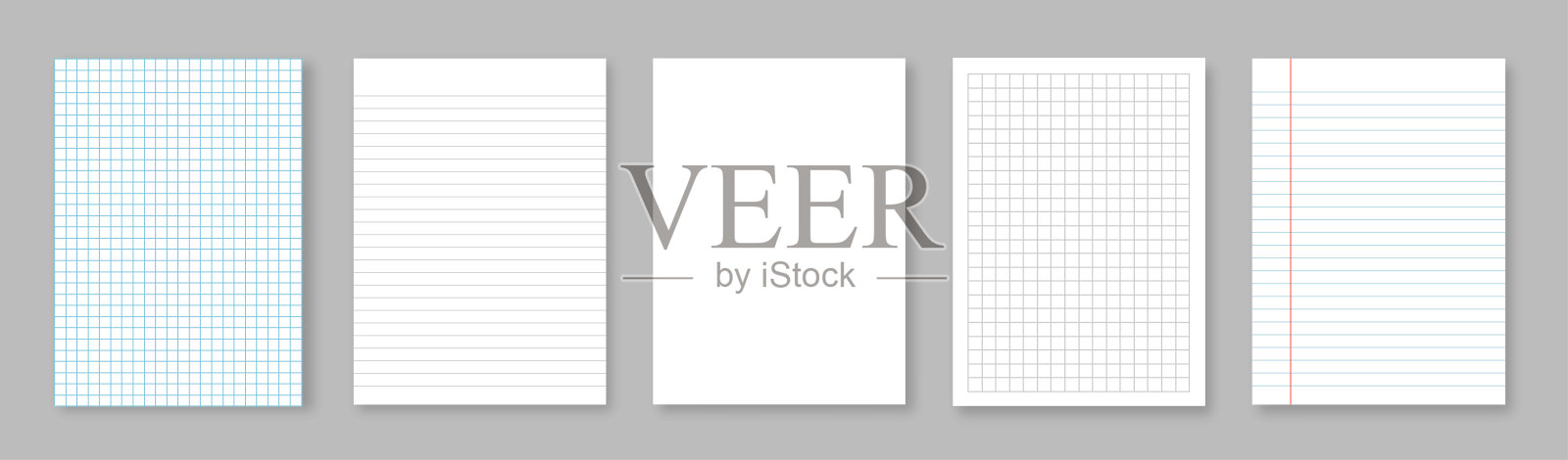 一套矢量插图纸。条纹和方形,在灰色背景插画图片素材