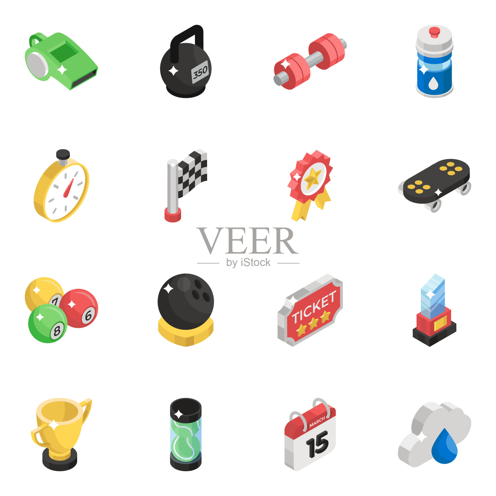 健身器材等距矢量包图标素材