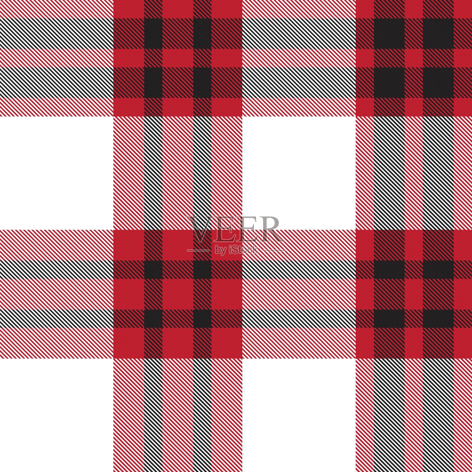 红色格子呢格子无缝图案插画图片素材