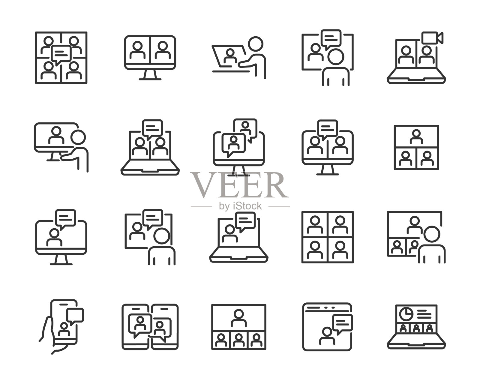 集合在线会议图标,视频会议图标素材