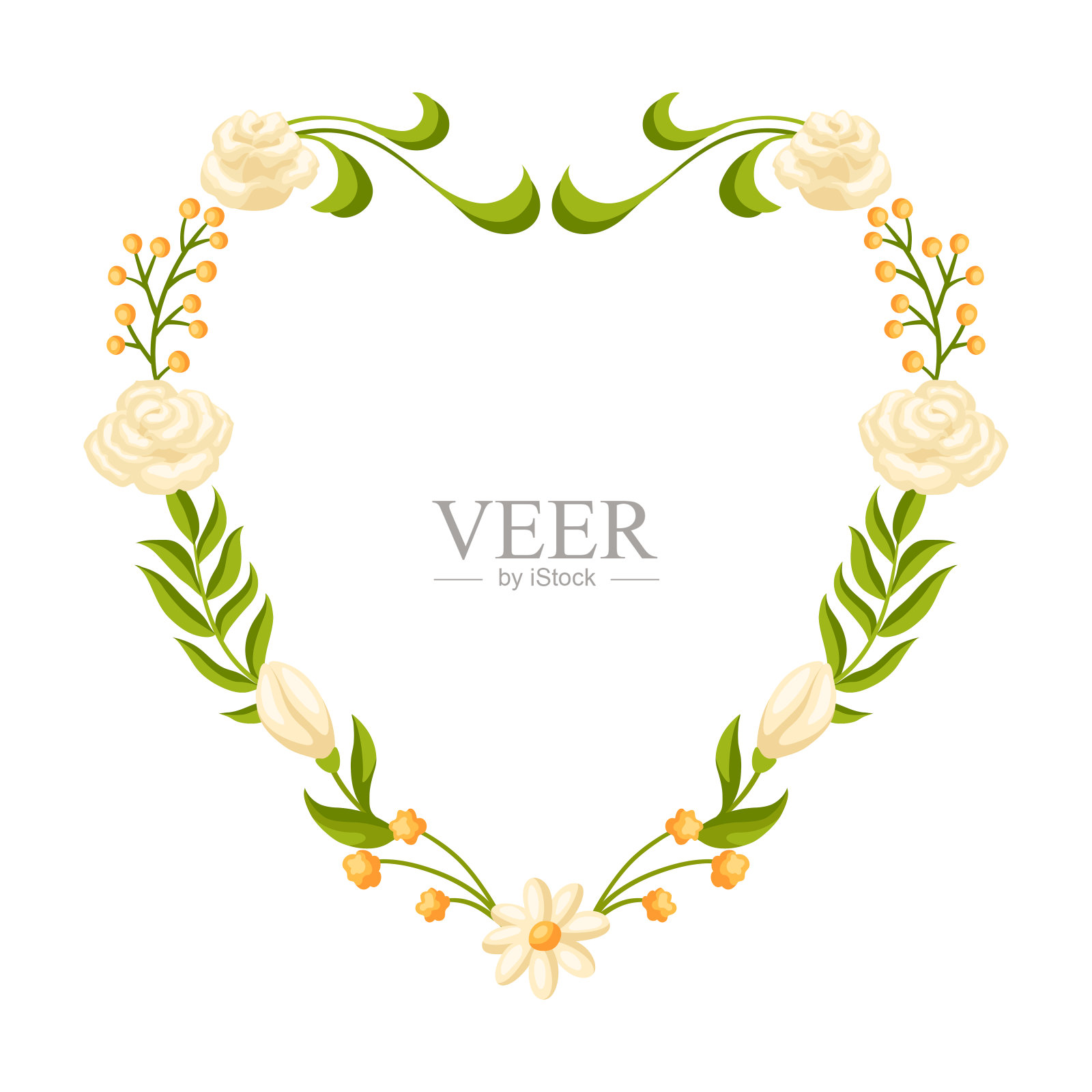 婚礼相框邀请或贺卡。插画图片素材