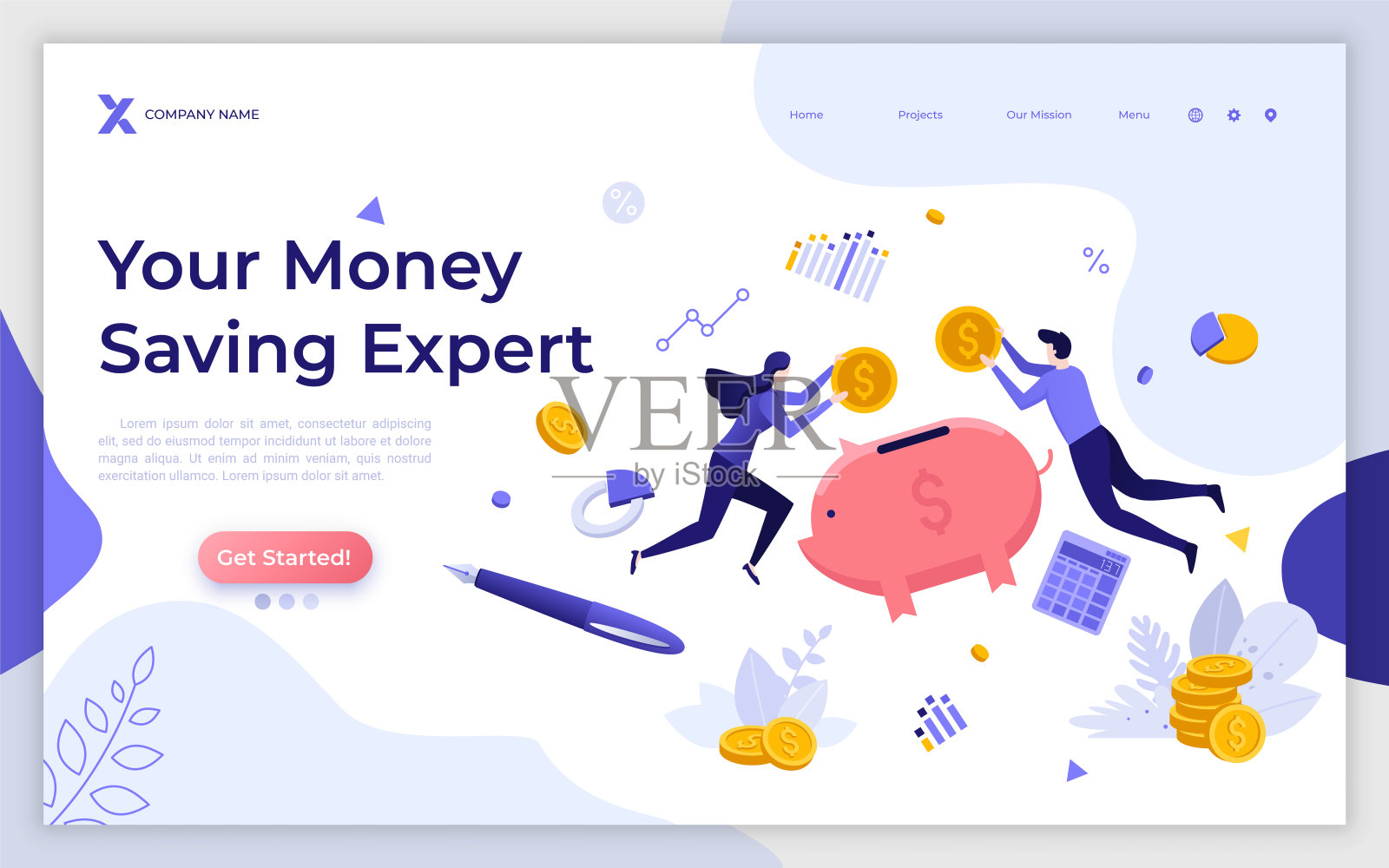 平面着陆页面模板插画图片素材