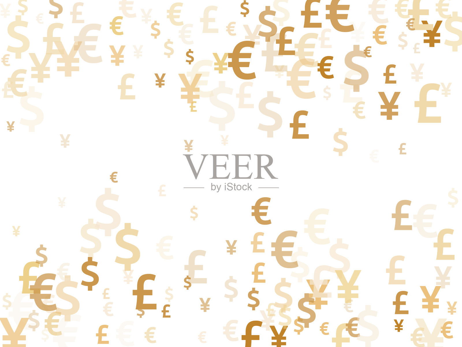 欧元、美元、英镑、日元黄金散财矢量图。业务模式。货币插画图片素材